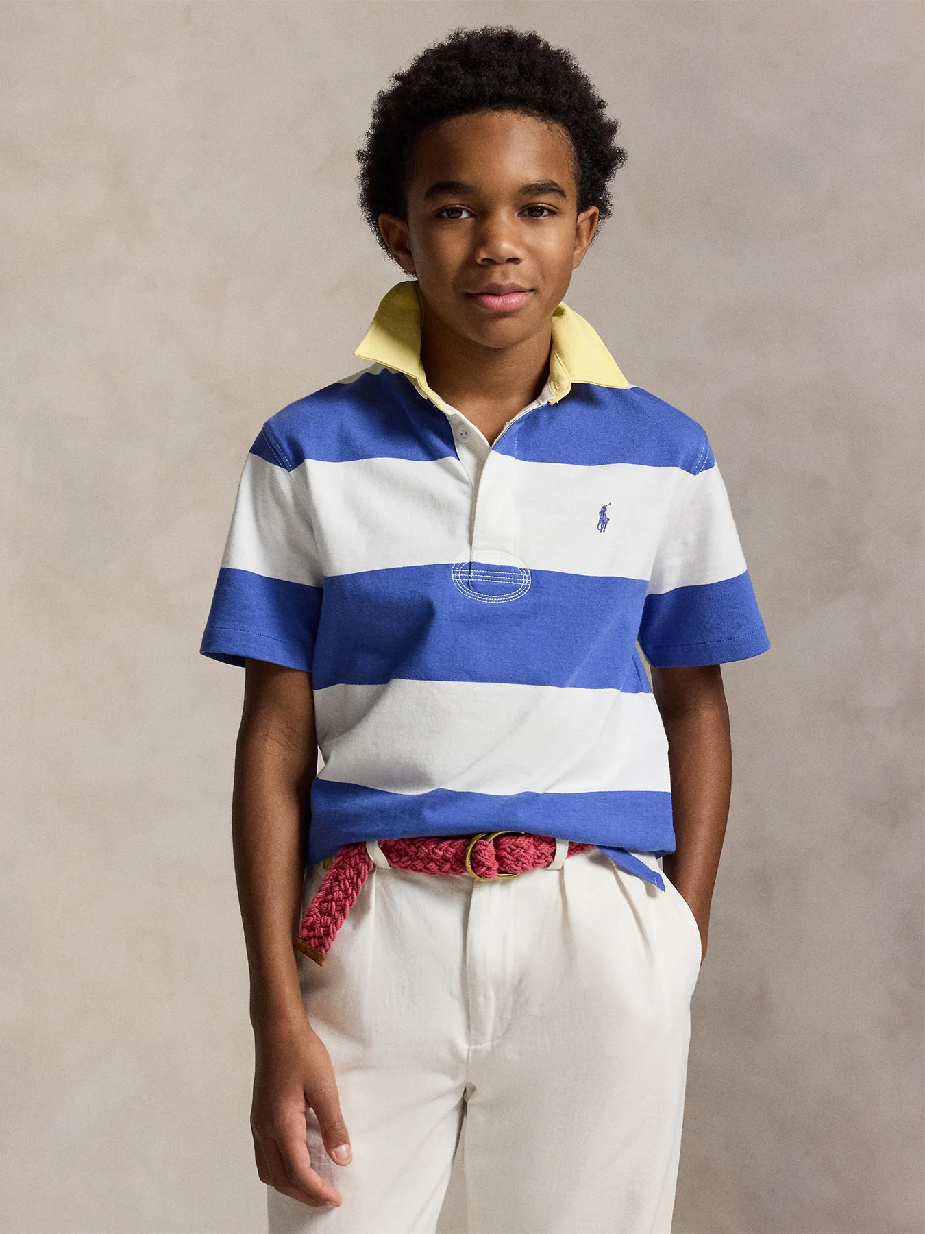 Kids' Knit Rugby Pullover White - Image 2