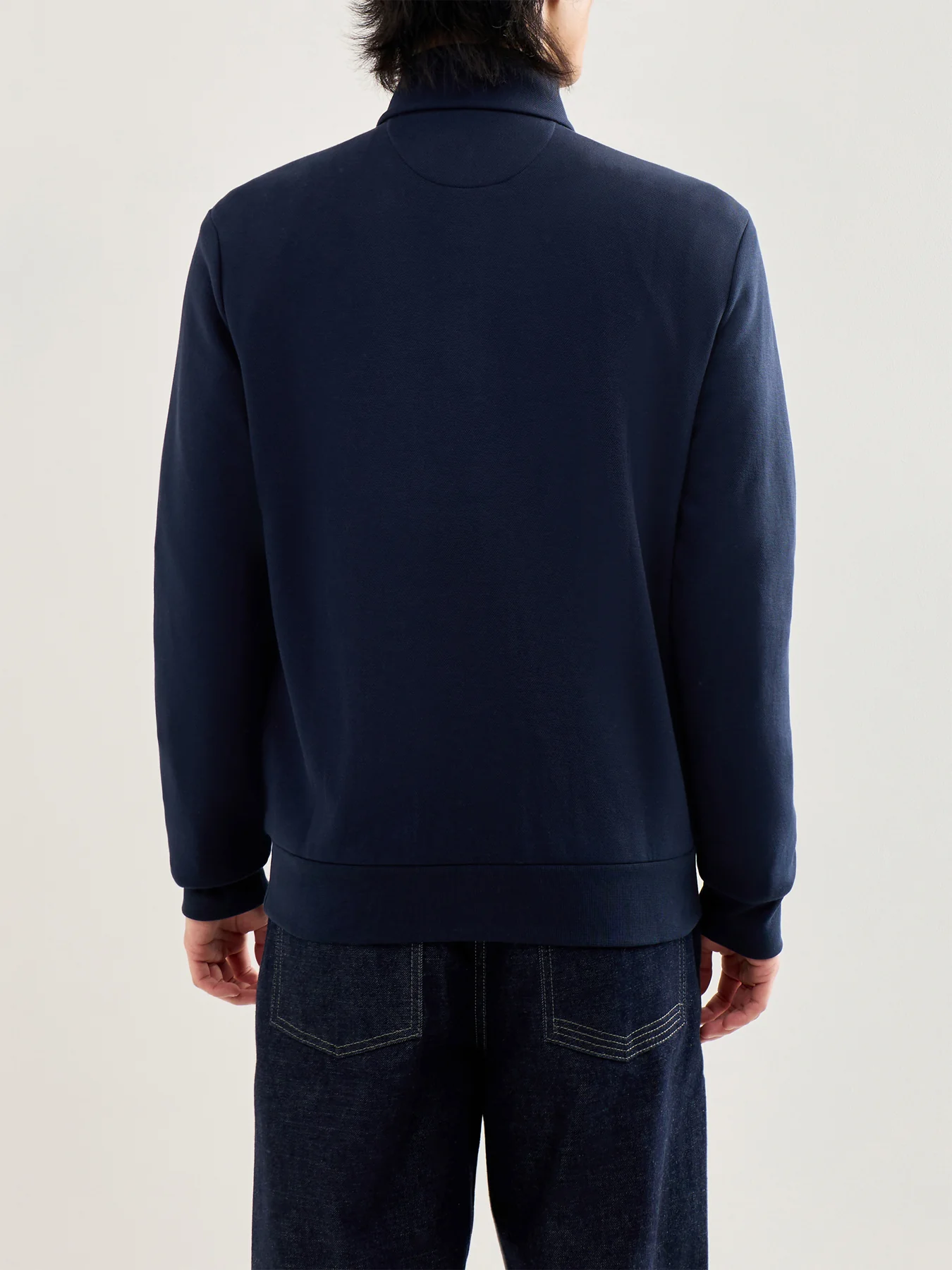 Lightweight Double Knit Quarter Zip Navy - Image 5