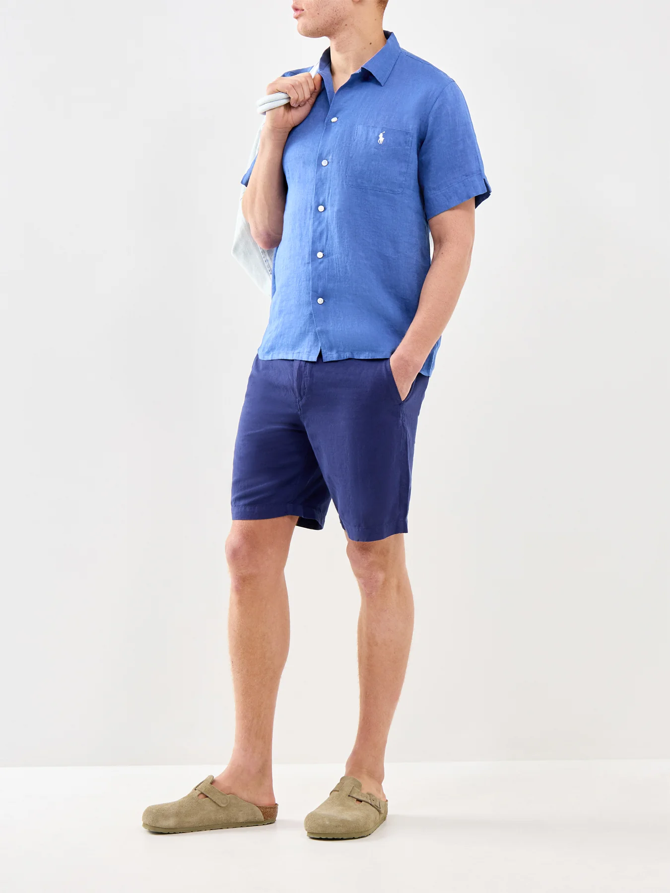 Linen Cotton Shorts Navy - Image 2