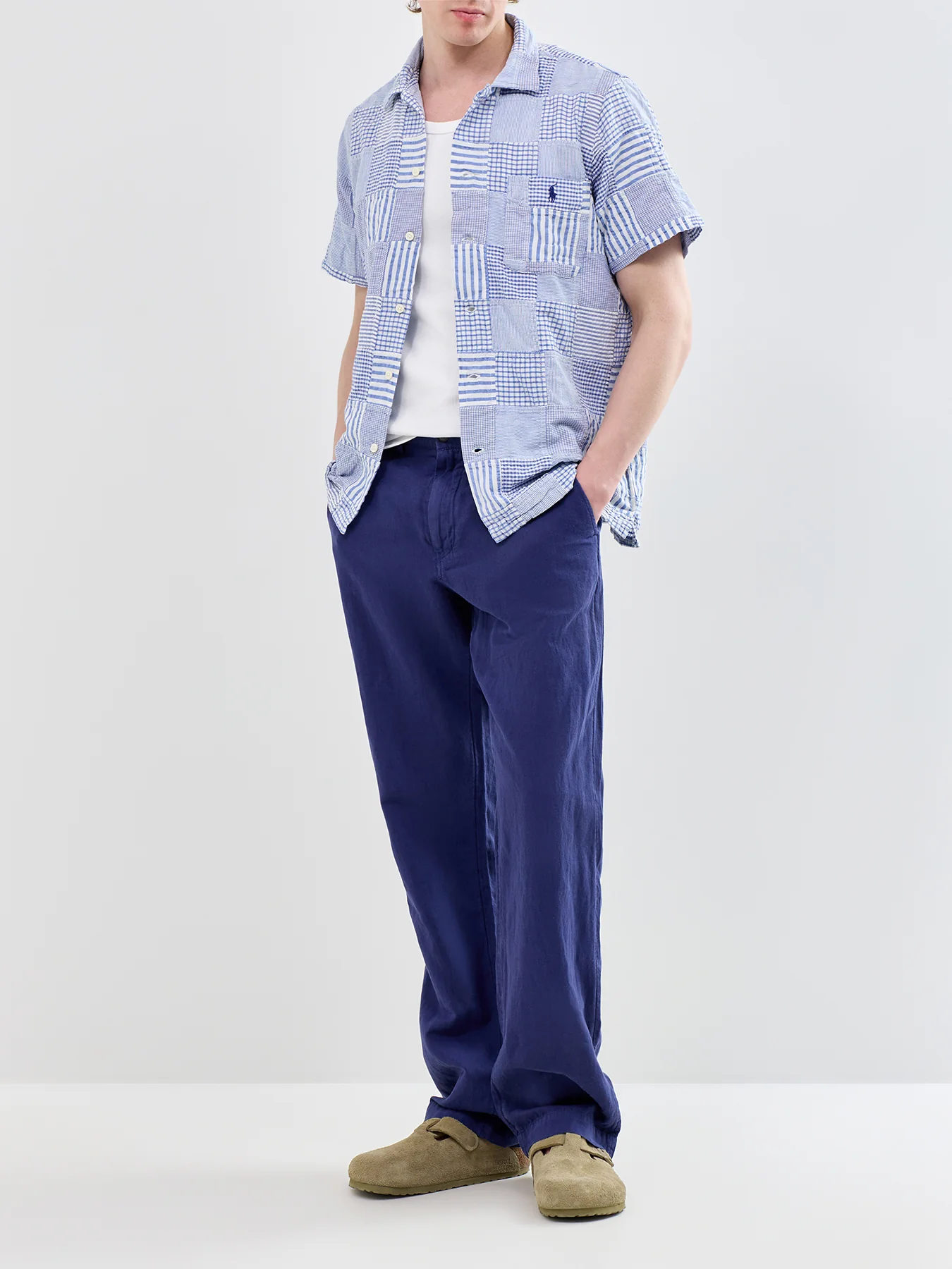 Linen Blend Trousers Navy - Image 2
