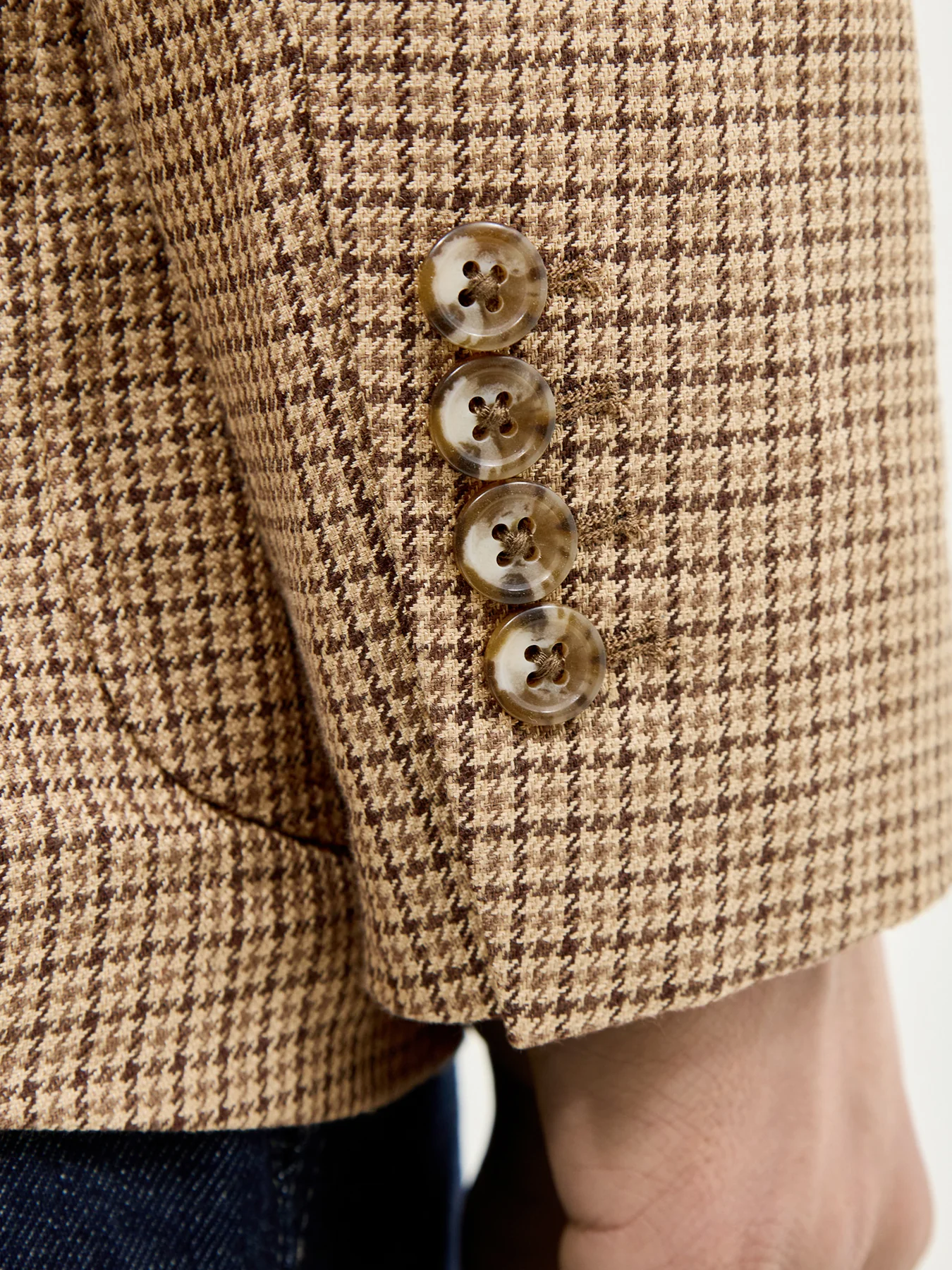 Guncheck Linen Blazer Beige - Image 3