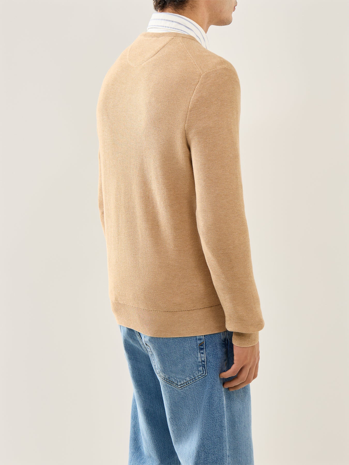 Pique Textured Crew Knit Brown - Image 5