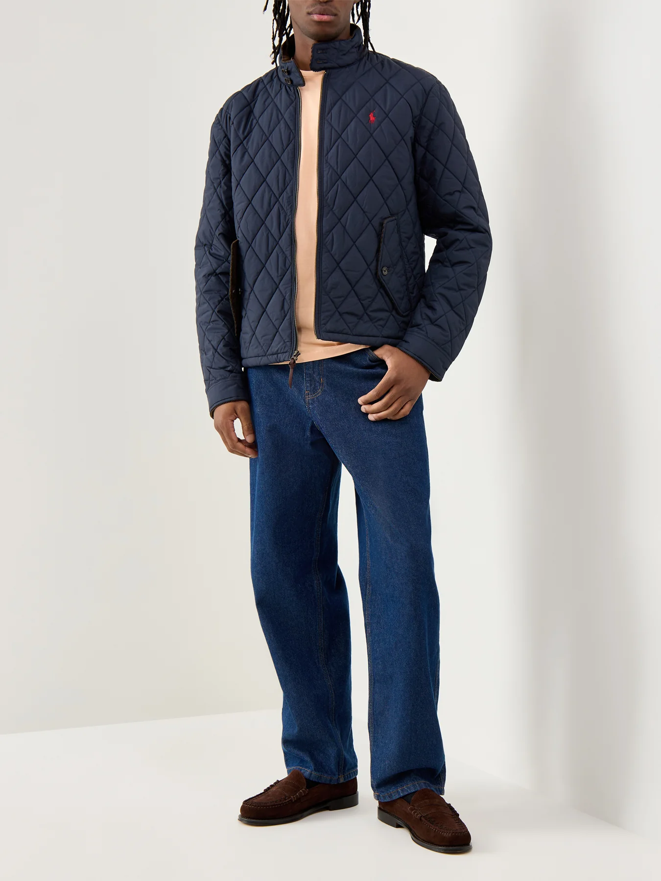 Quilted Windbreaker Jacket College Navy - Image 2