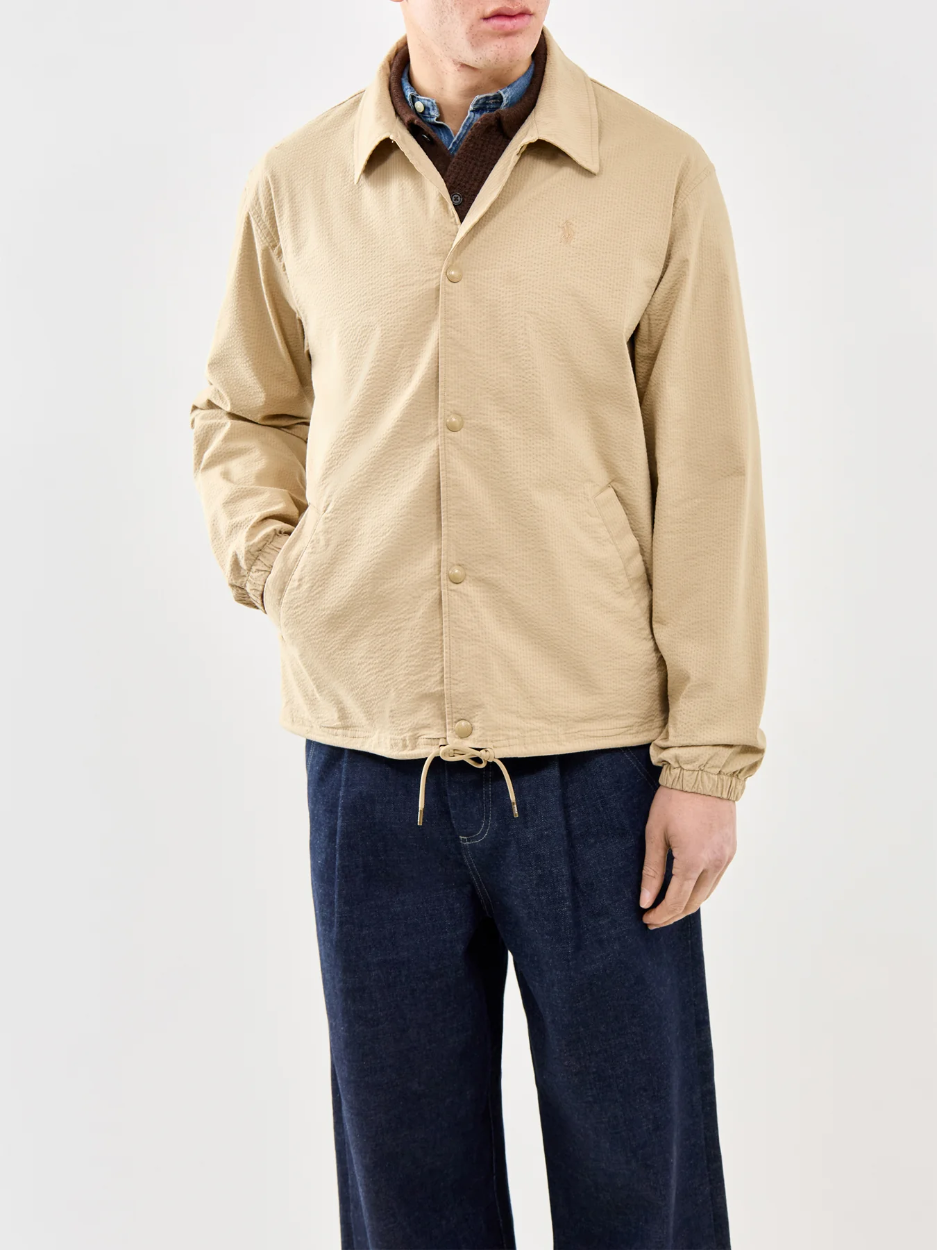 Seersucker Coach Jacket Beige - Image 4