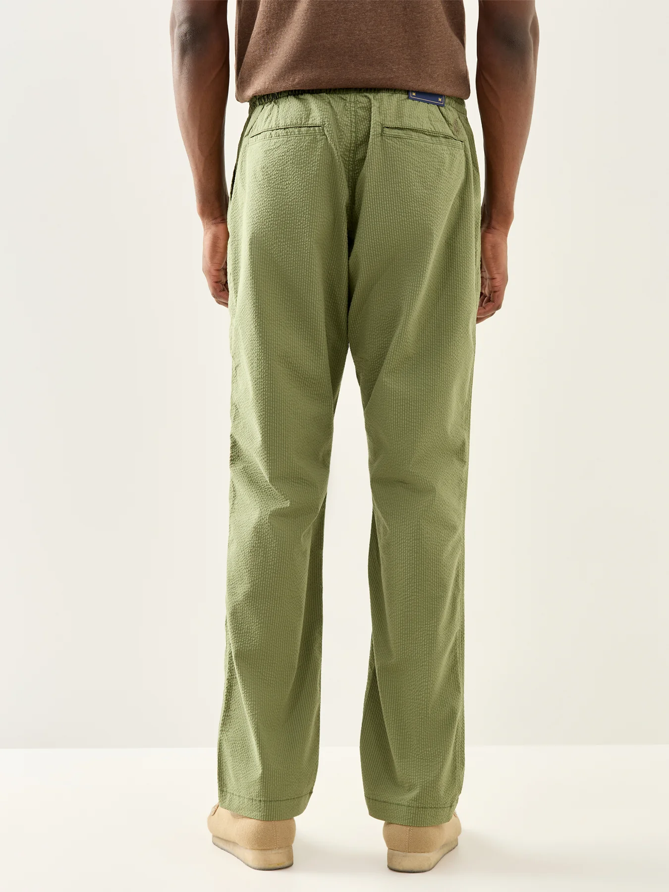 Seersucker Drawstring Trousers Olive - Image 5