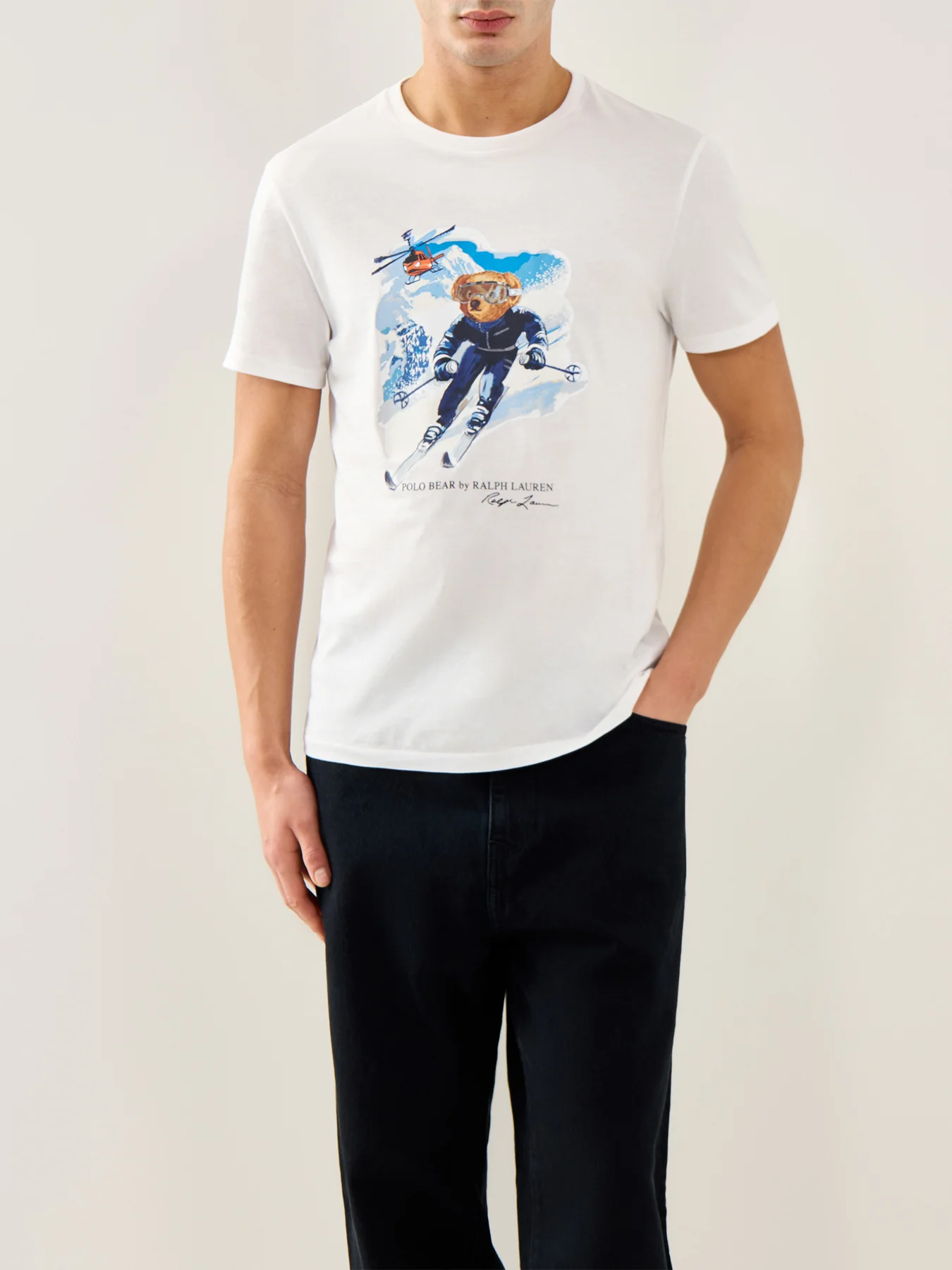Ski Bear Graphic T-Shirt White - Image 4