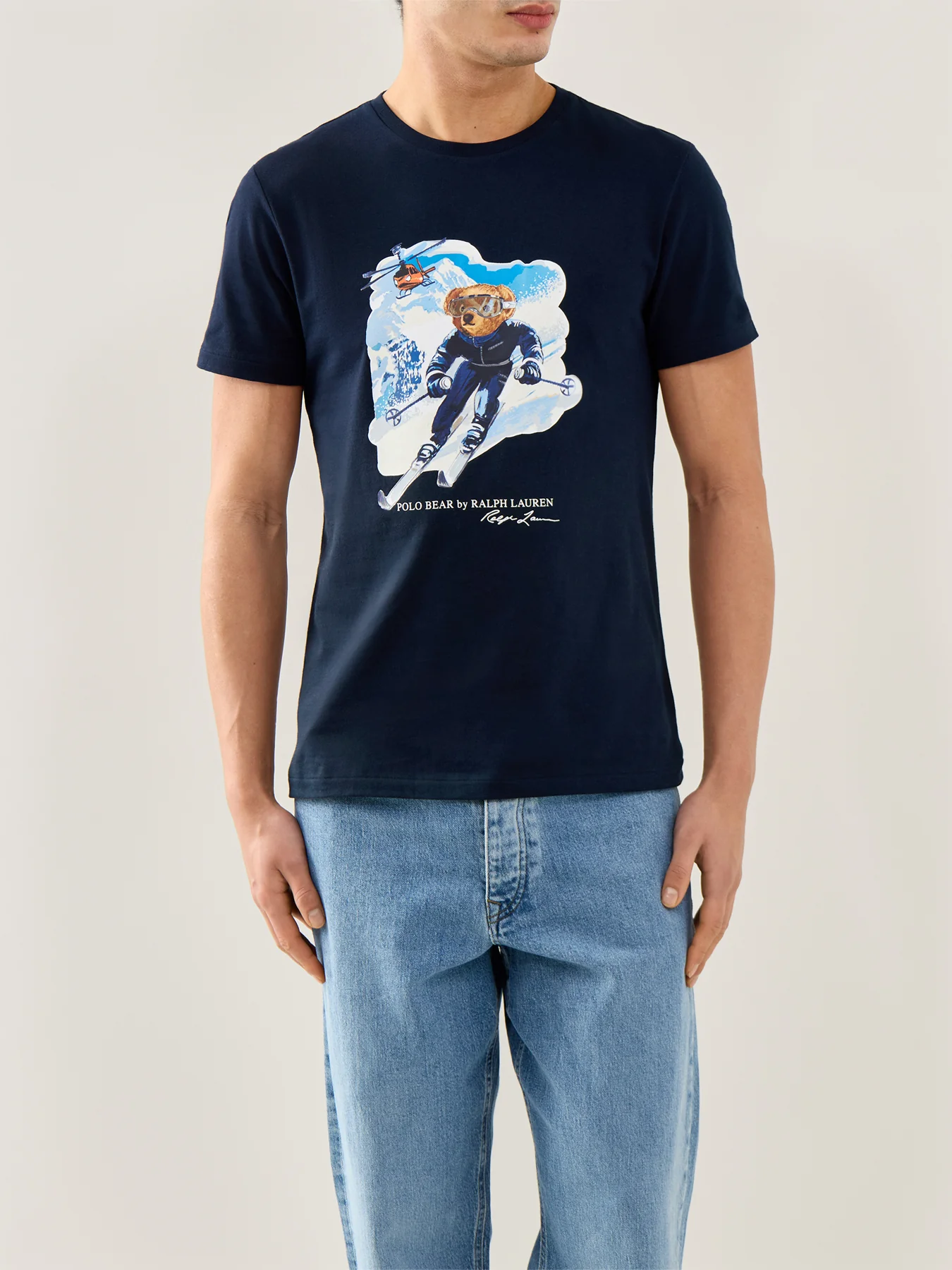 Ski Bear Graphic T-Shirt Blue - Image 4
