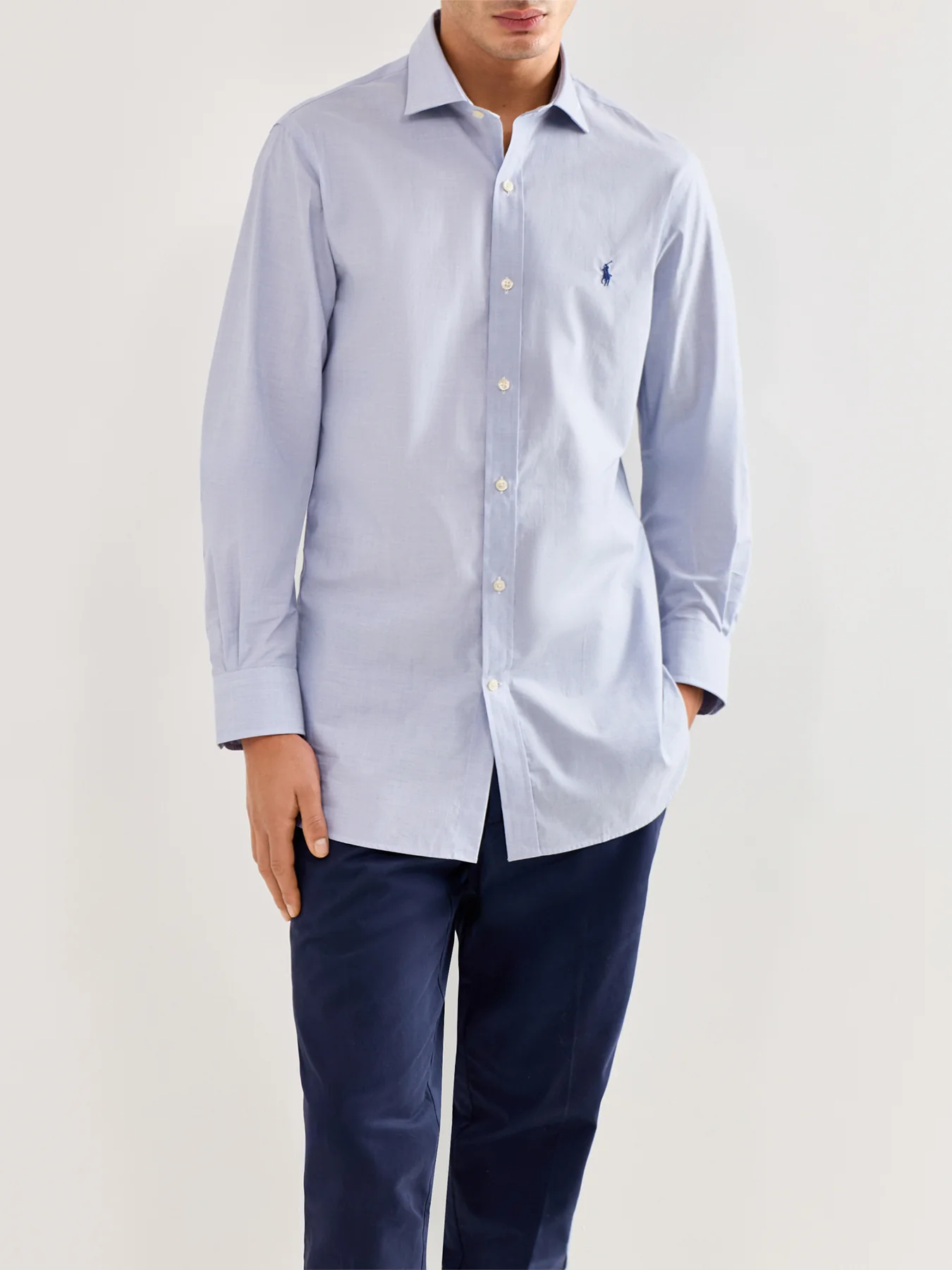 Slim Fit Estate Collar Dress Shirt Light Blue White - Image 4