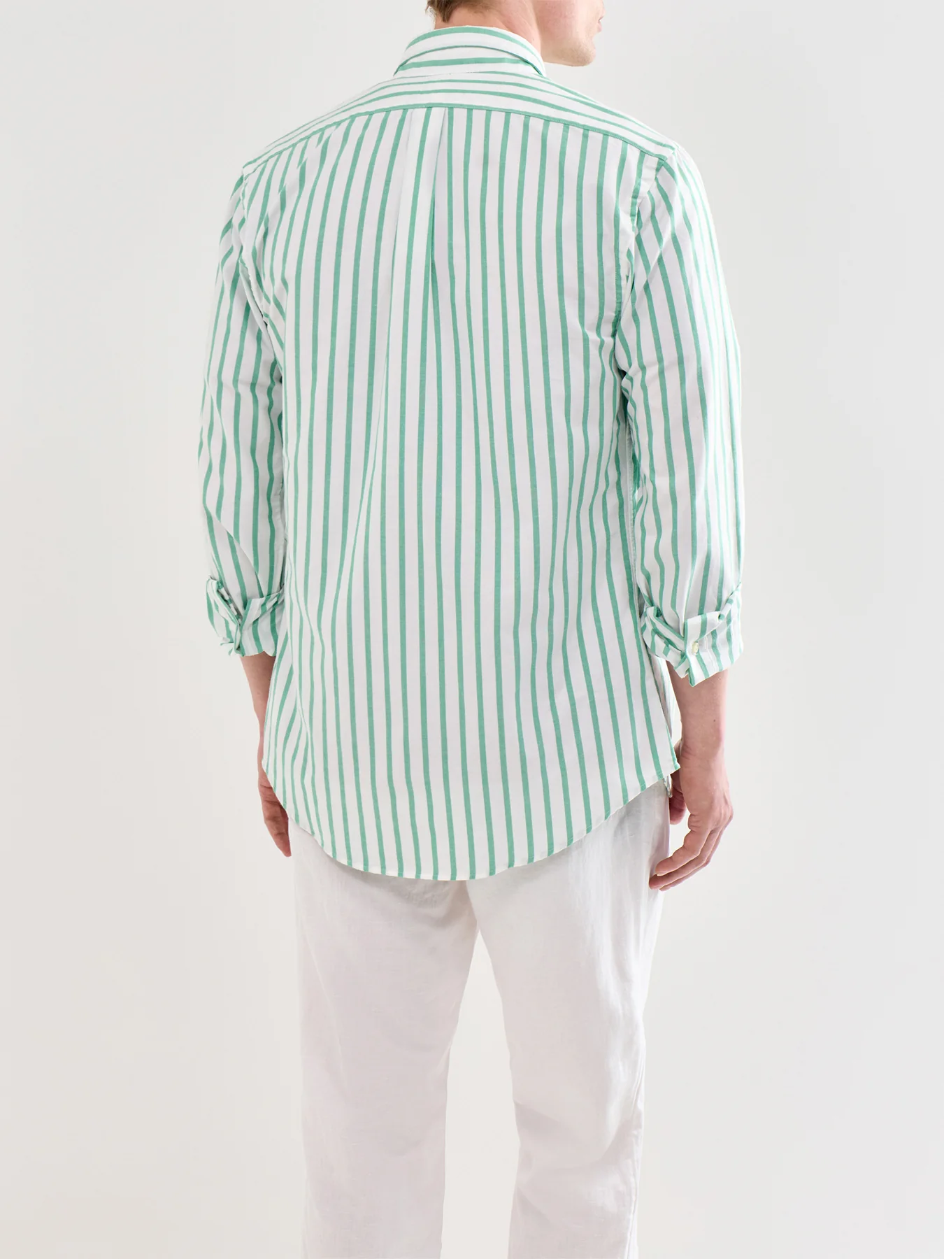 Slim Fit Stripe Oxford Shirt Green - Image 5