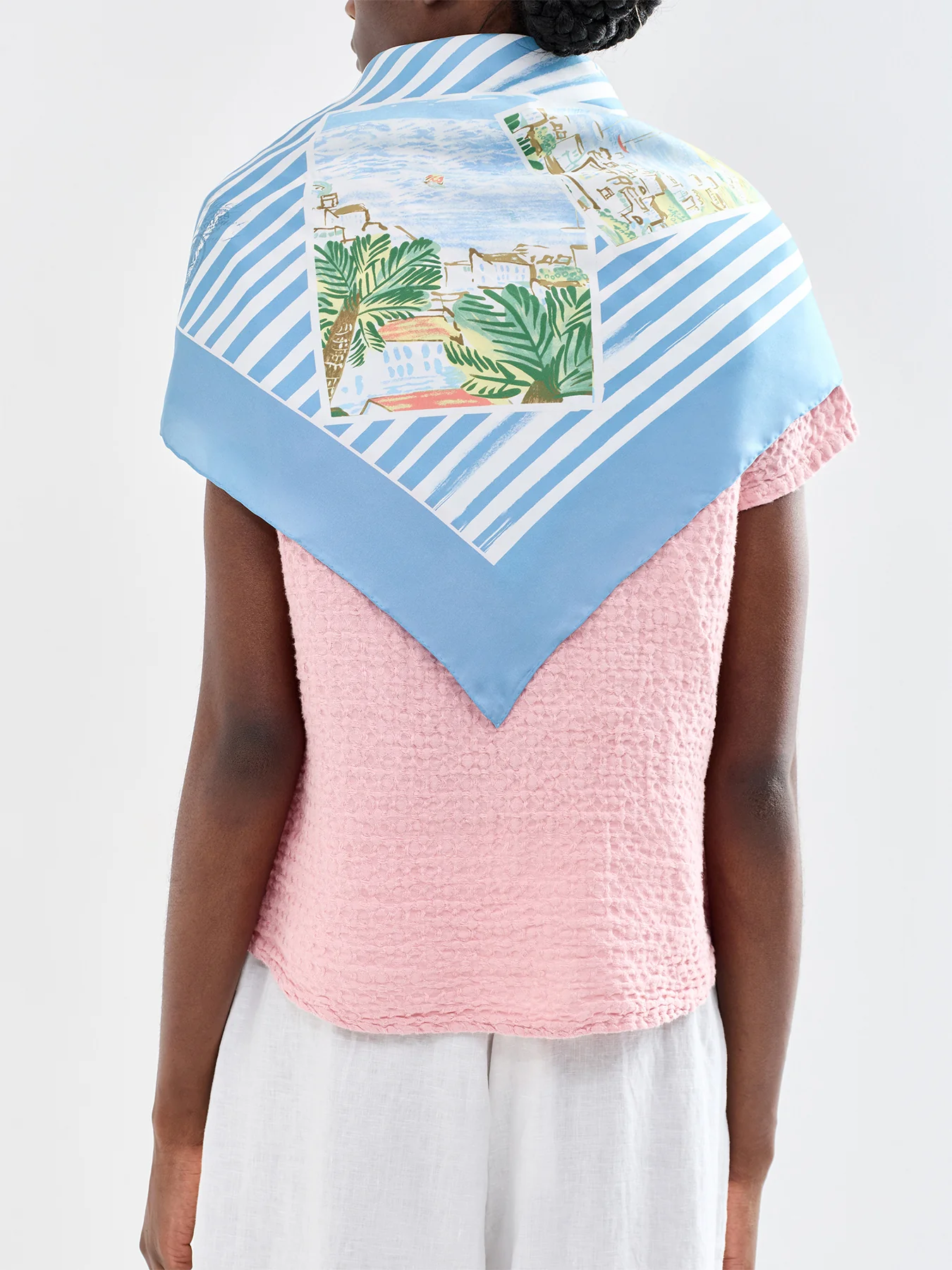 Print Silk Scarf Blue - Image 2