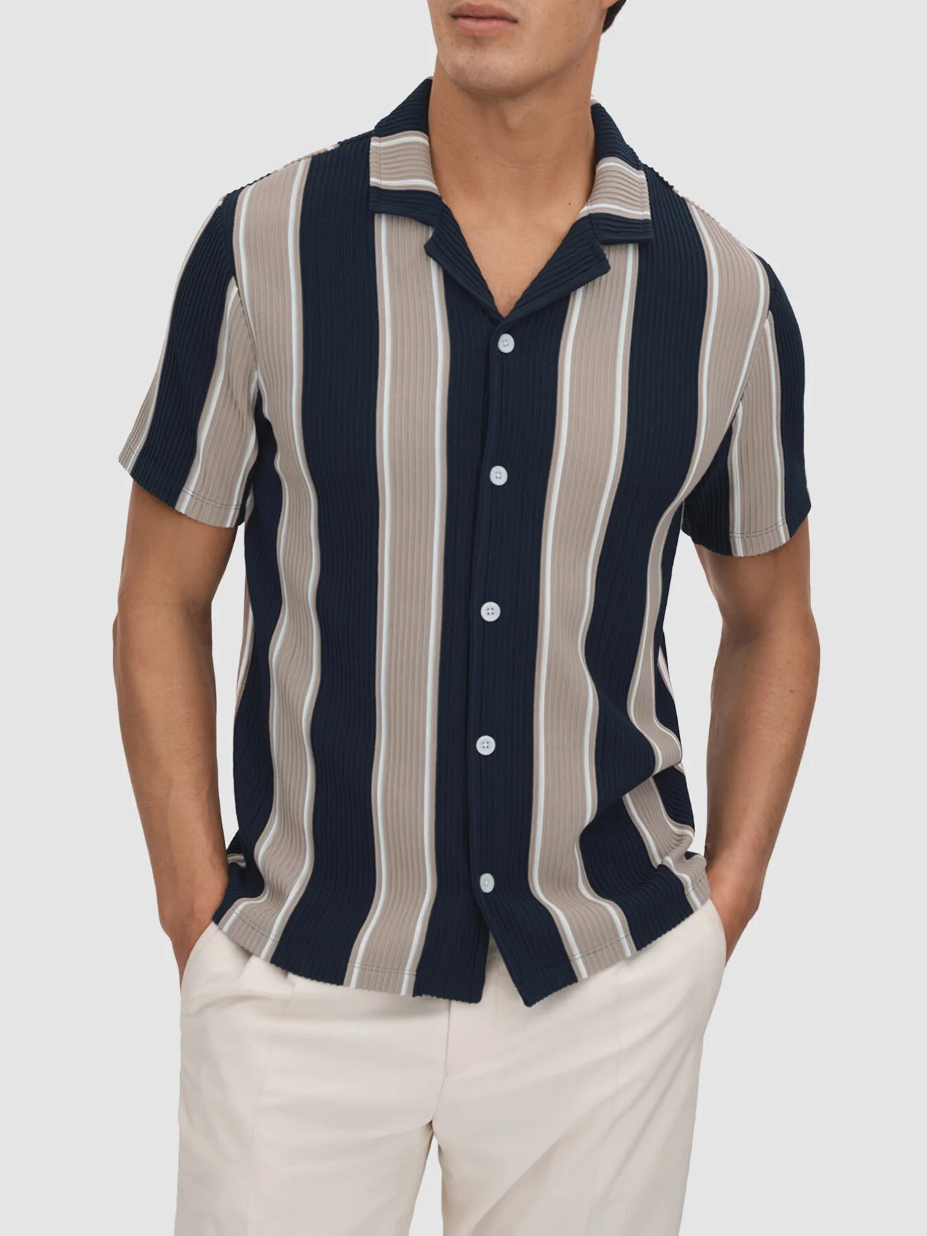 Alton Slim Fit Ribbed Cuban Collar Shirt