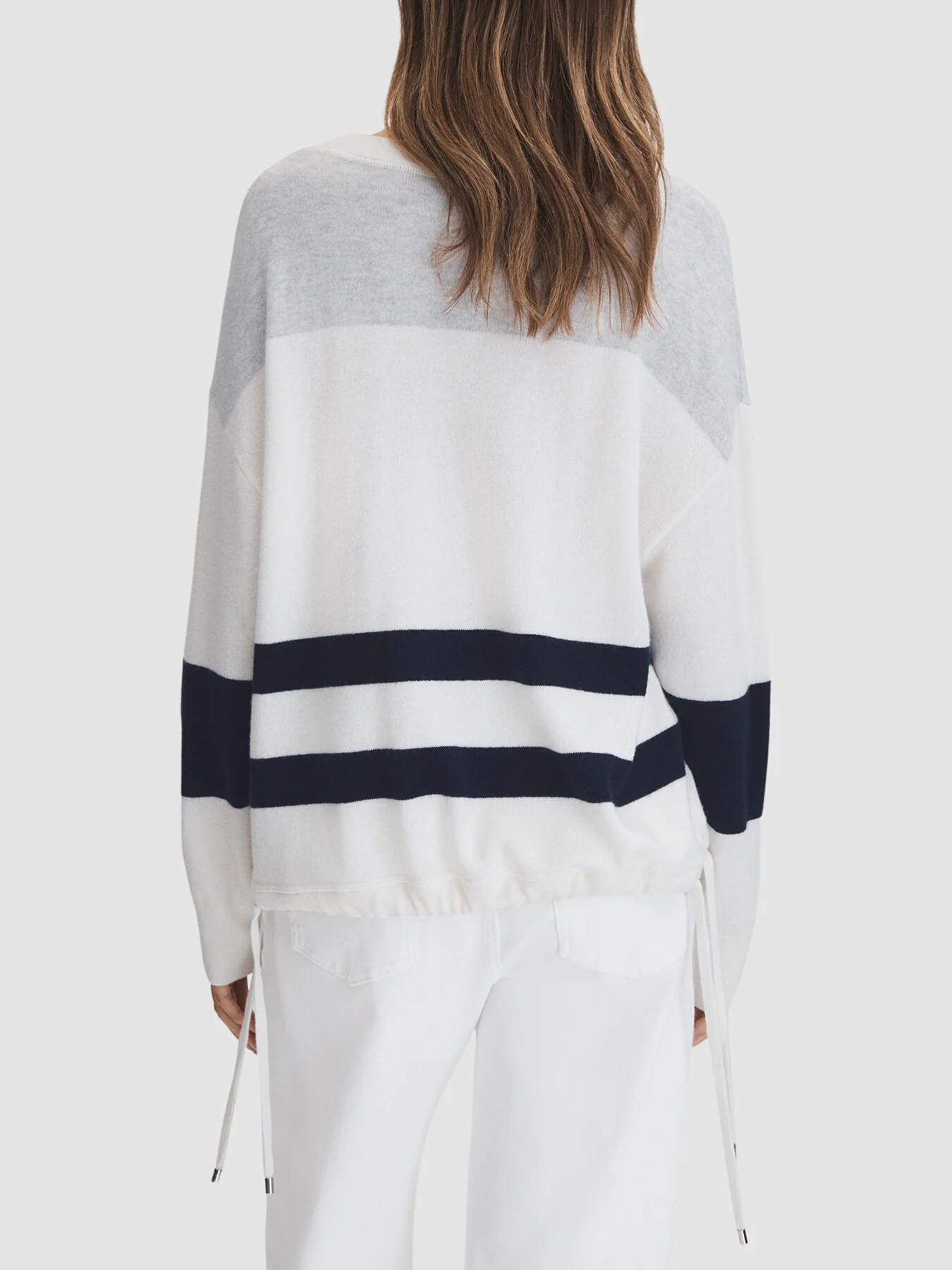 Allegra Wool Blend Striped Crew Neck Jumper - Image 2