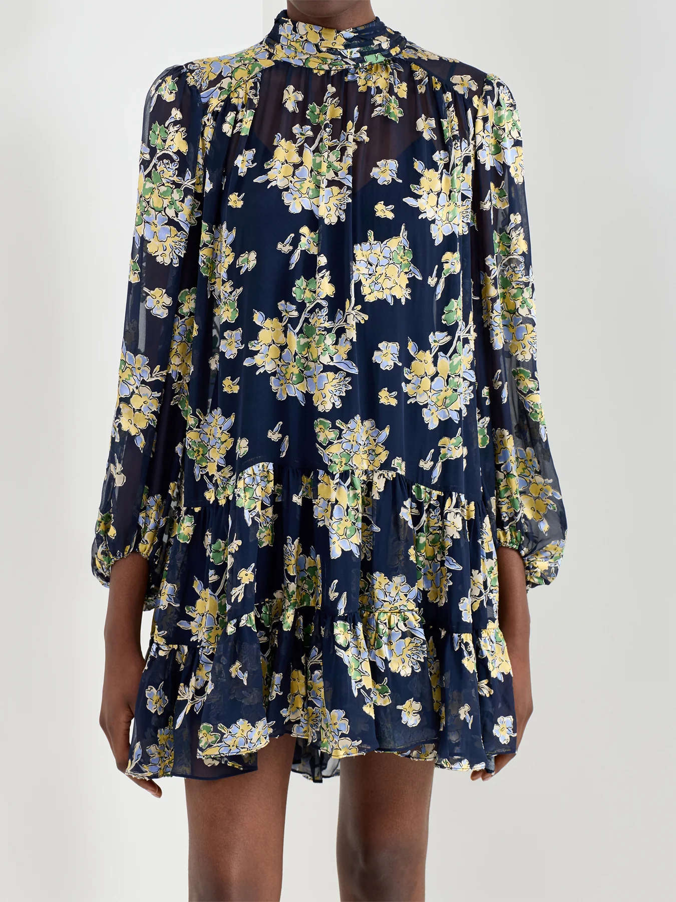 Anaya Dress Bouquet Devoré Navy - Image 3