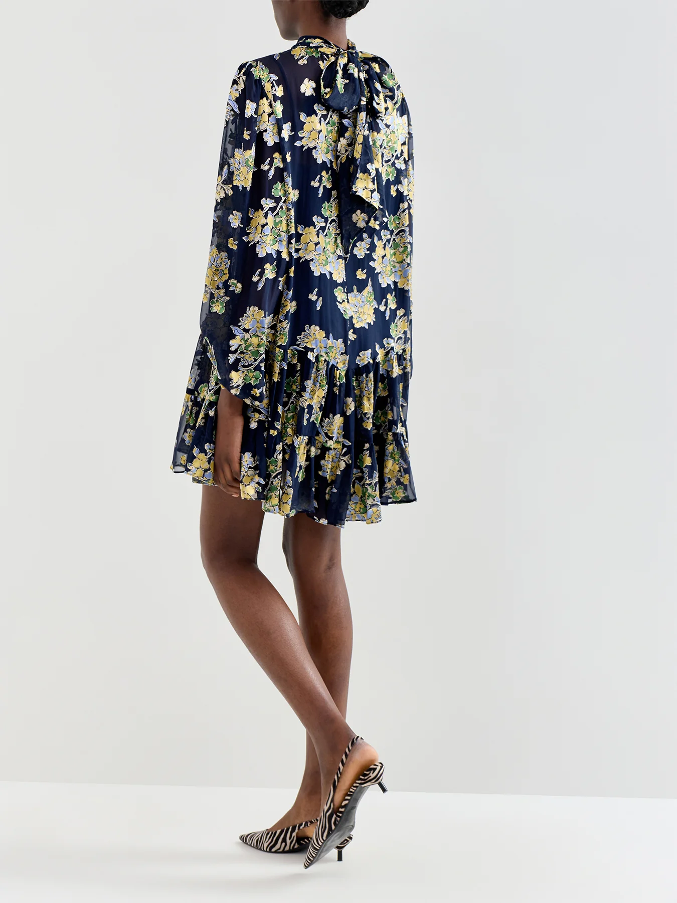 Anaya Dress Bouquet Devoré Navy - Image 4