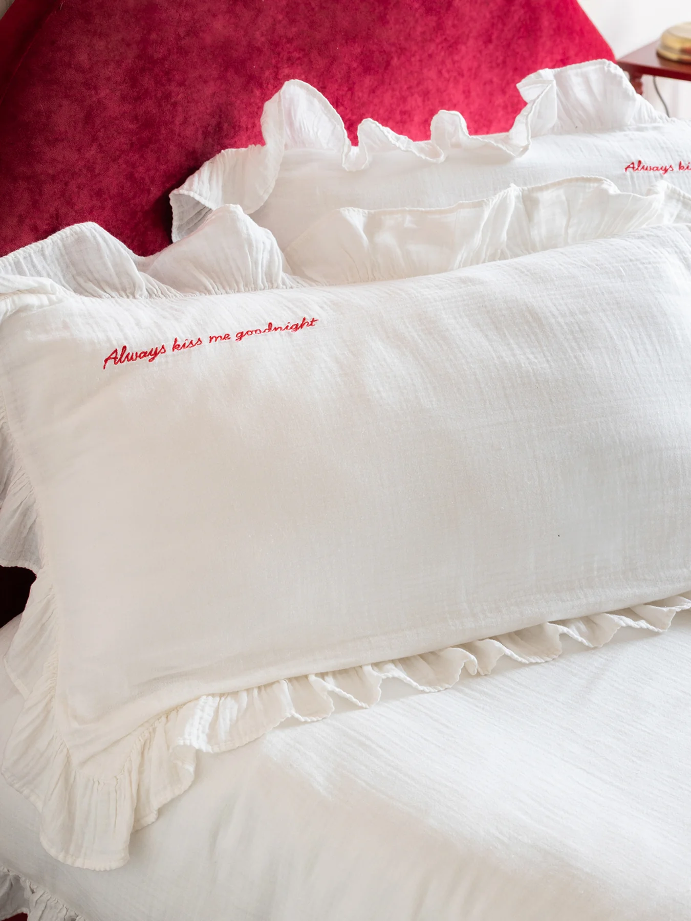Love Note Frill Double Duvet Set Cream - Image 4
