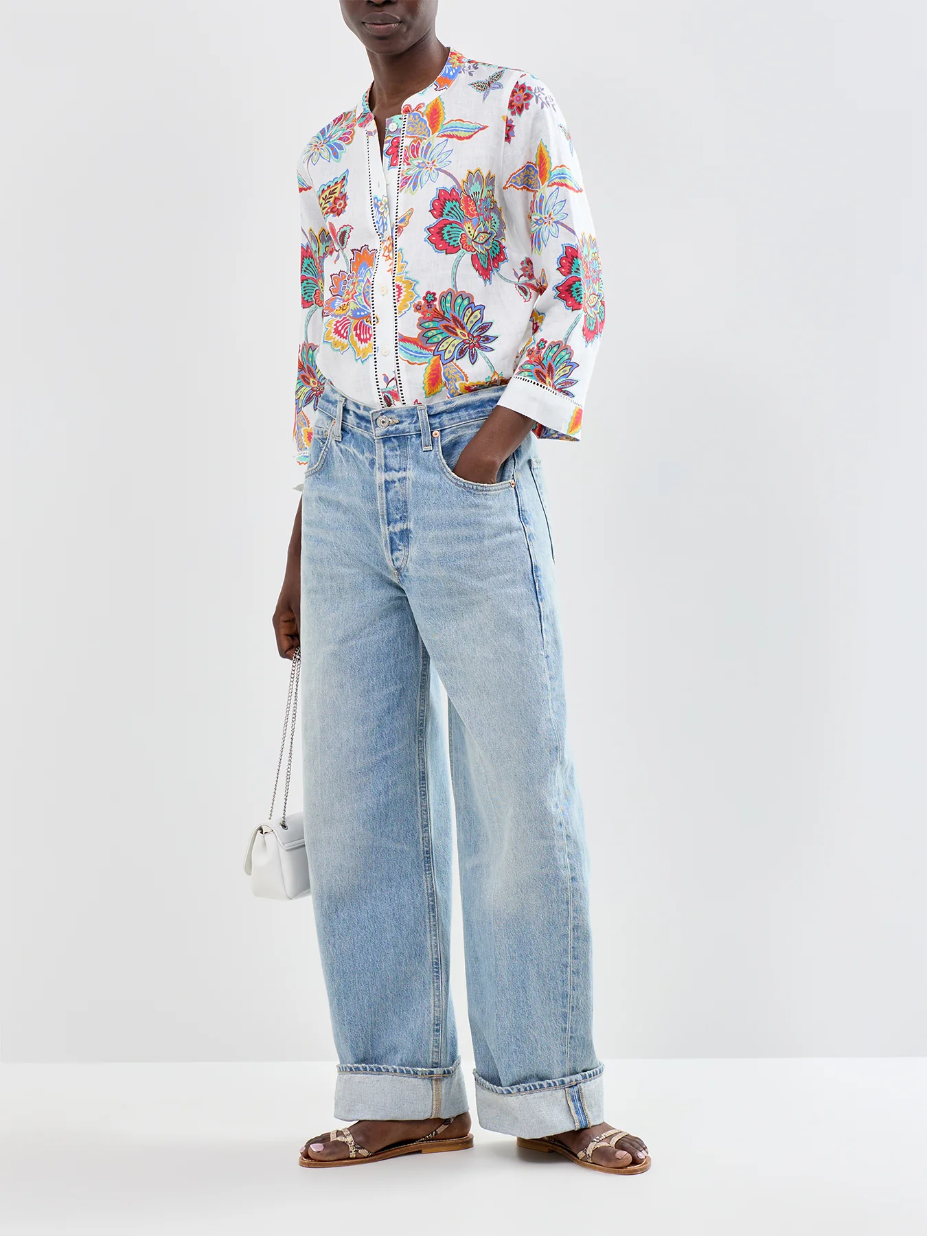 Botanical Floral Long Sleeve Shirt White - Image 2