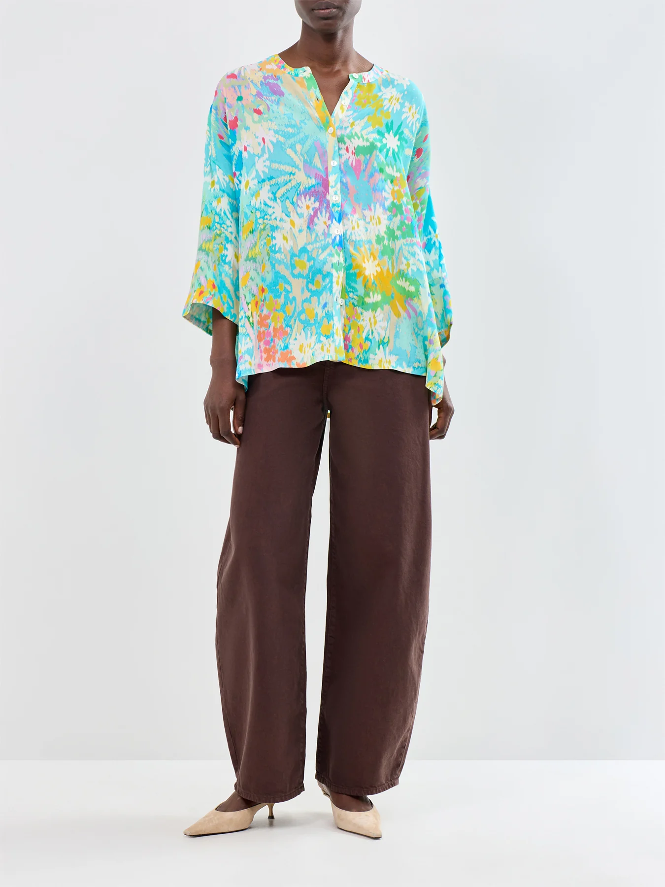 Dreamy Floral Oasis Long Sleeve Shirt Blue - Image 2