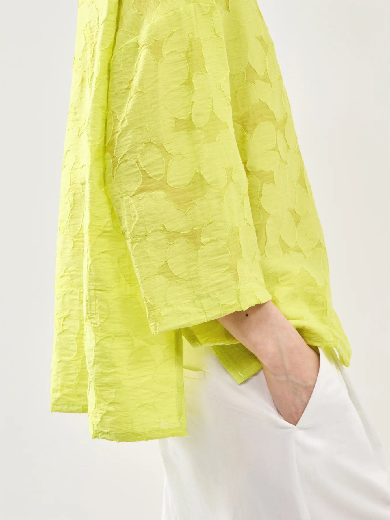 Floral Burnout Shirt Yellow - Image 3