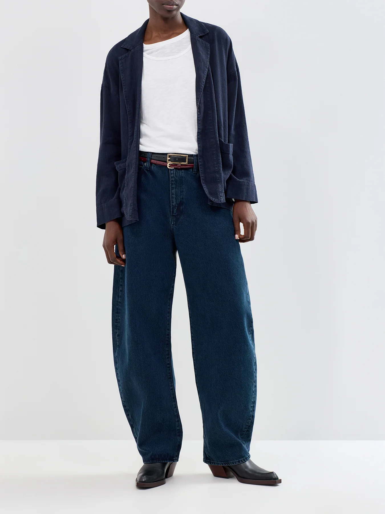Twisted Linen Jacket Navy - Image 2