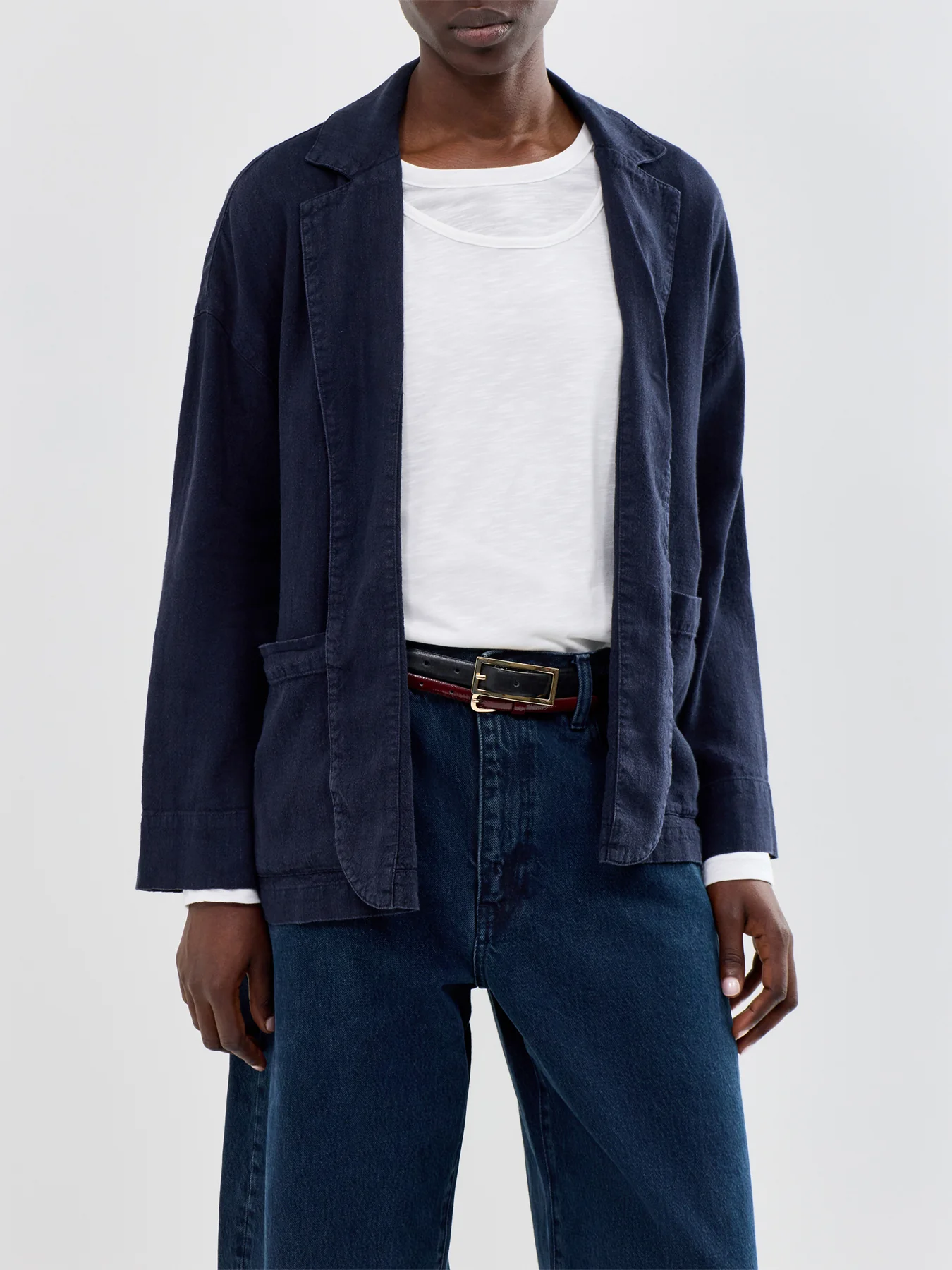 Twisted Linen Jacket Navy - Image 4