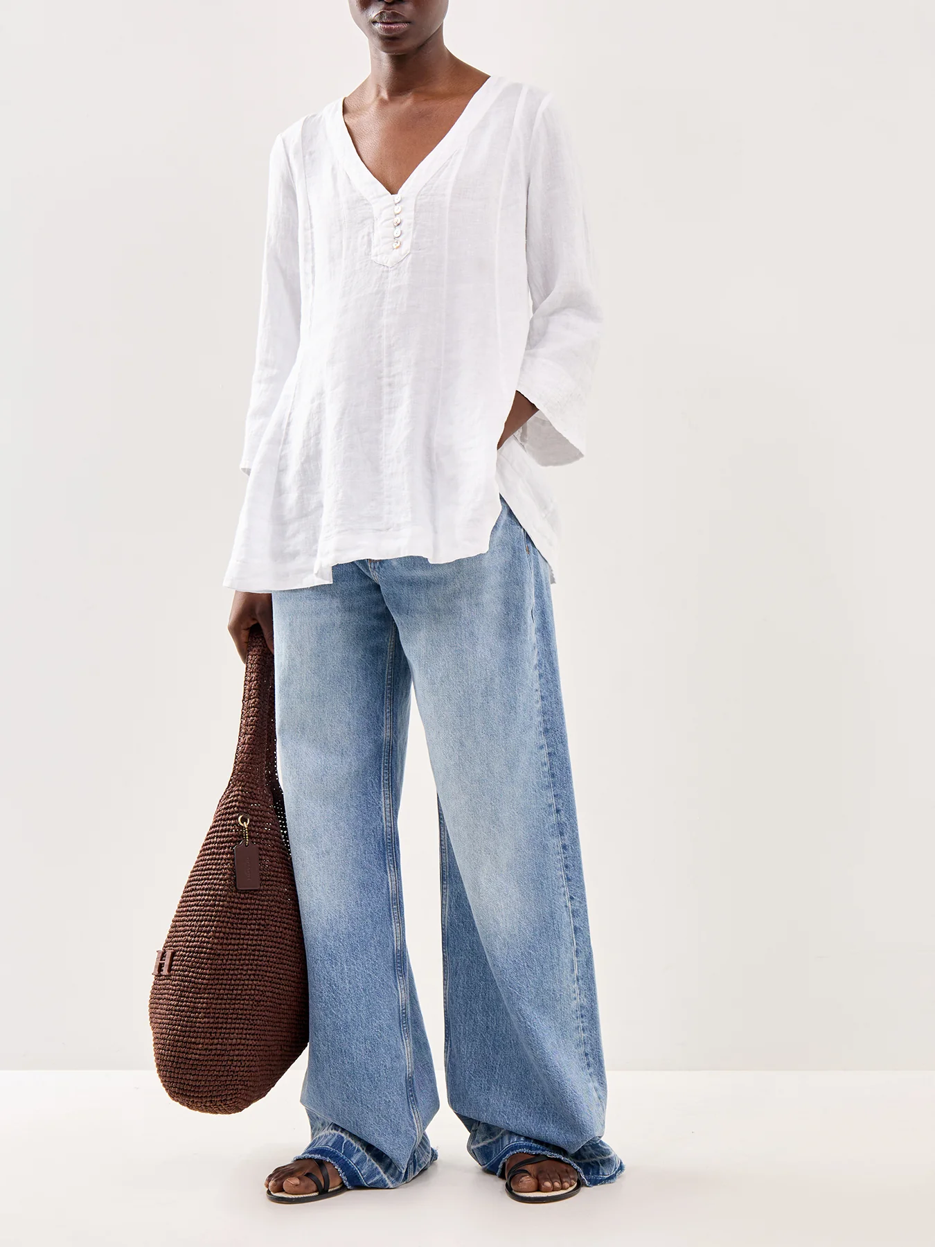 Fine Linen Tunic Shirt White - Image 2