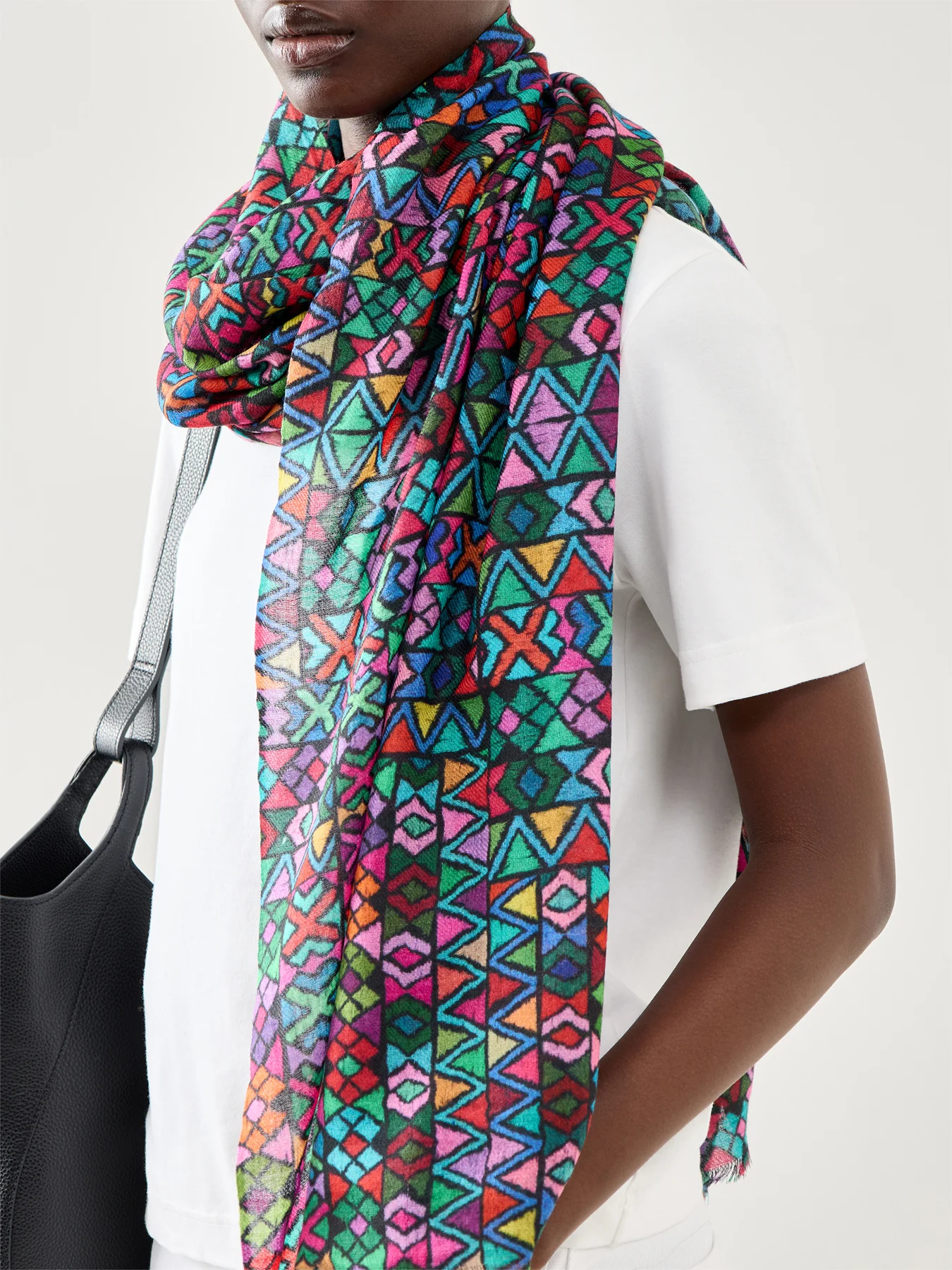 Peruvian Stitch Patchwork Print Scarf Multi - Image 2