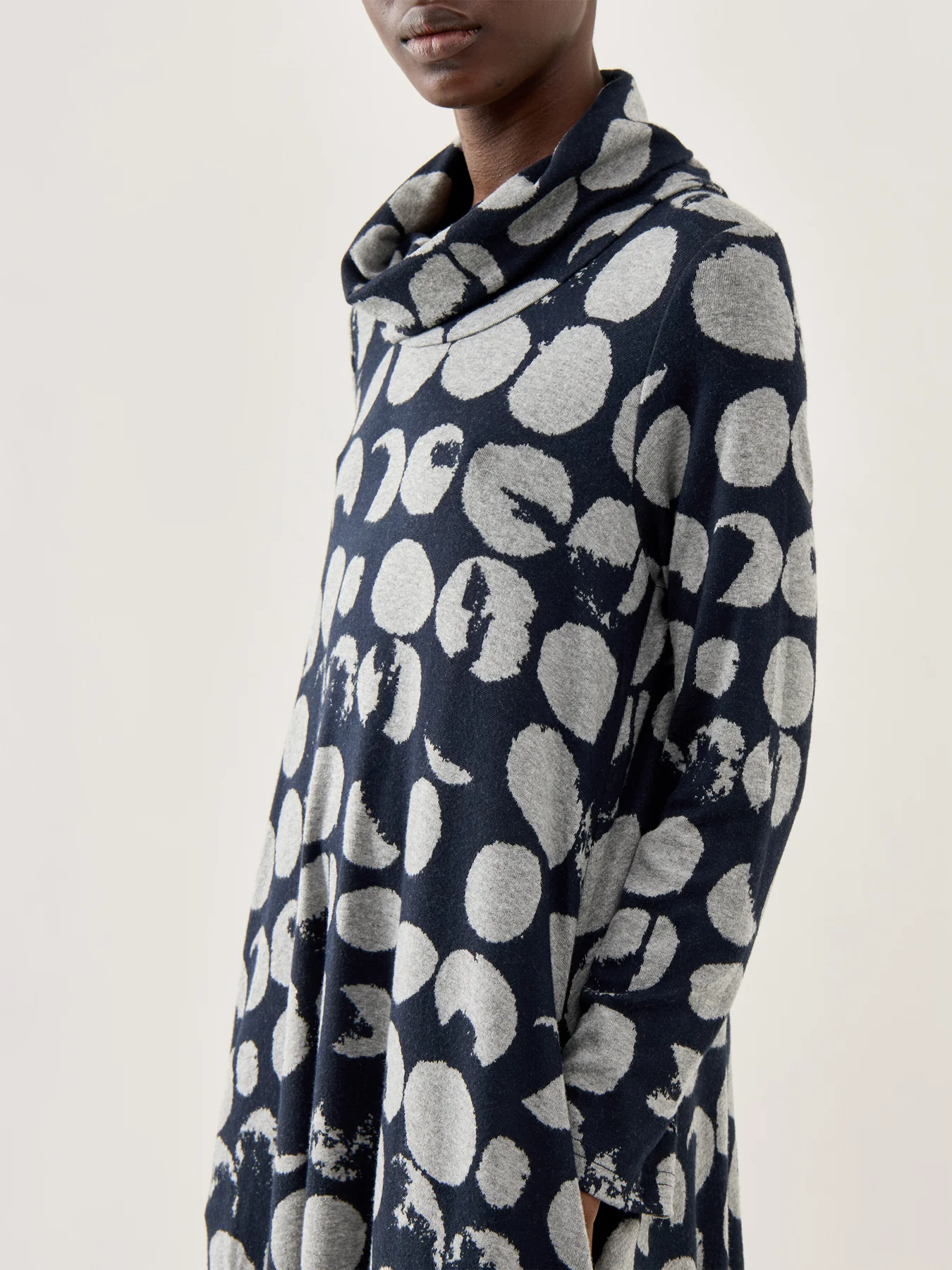 Textured Brushed Spot Jersey Dress Blue - Image 3