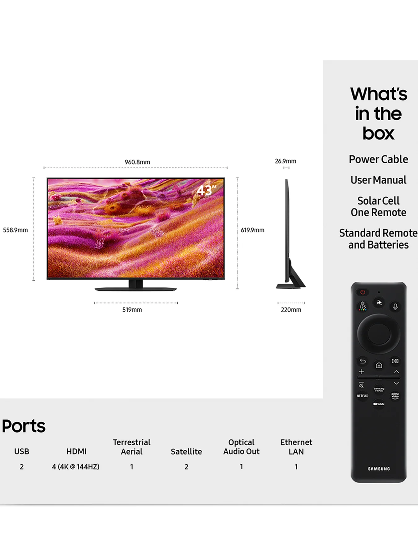 QE43QN93F 43 Inch QN93F Neo QLED Mini LED AI Smart TV (2025) - Image 3