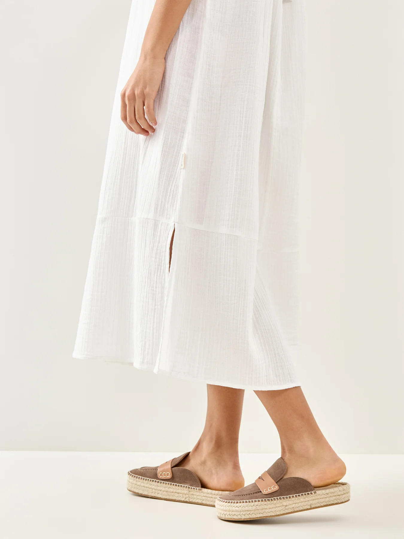 Sunset Tie Back Smock Dress White - Image 3