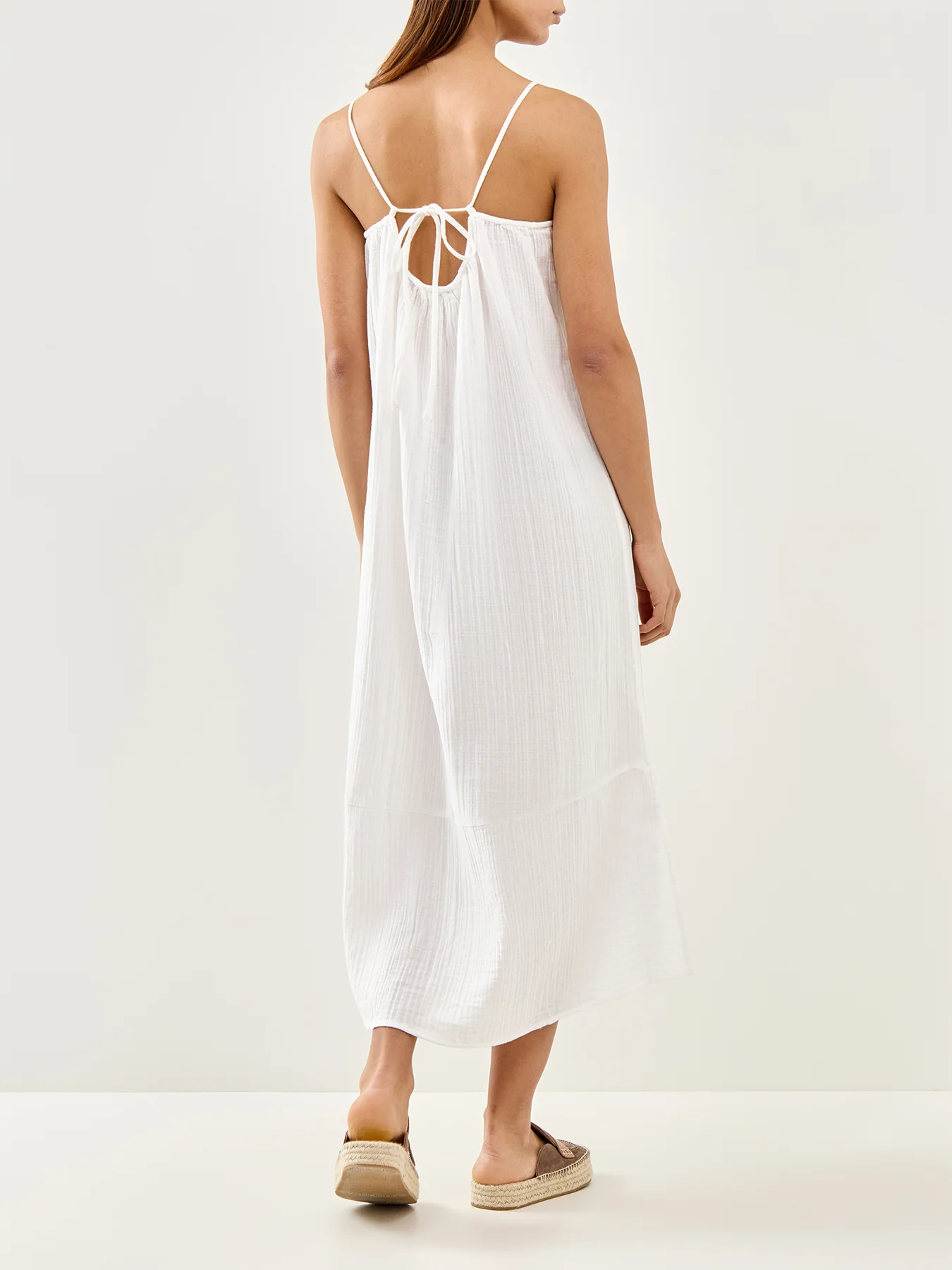 Sunset Tie Back Smock Dress White - Image 5