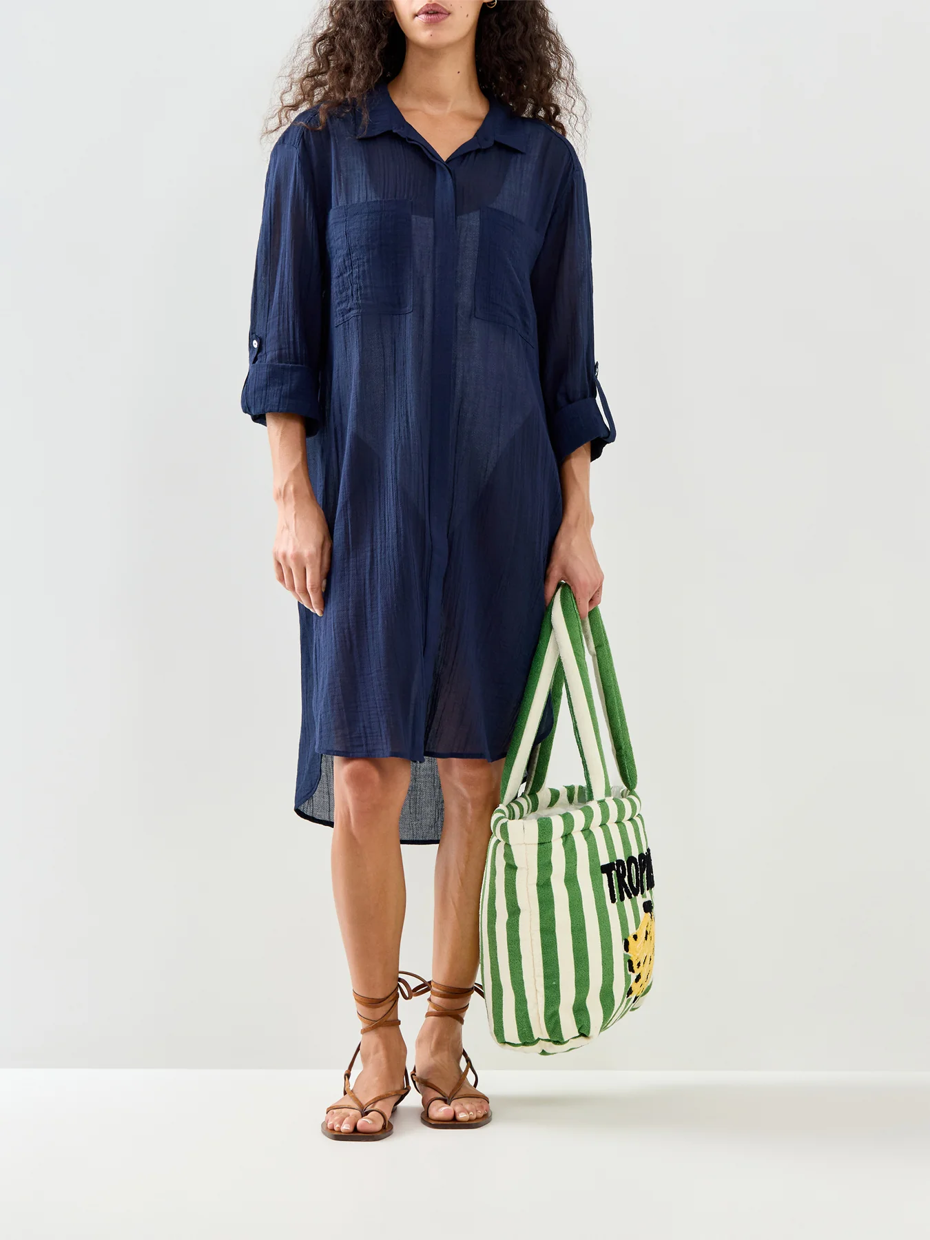Crinkle Twill Beach Shirt Indigo - Image 4