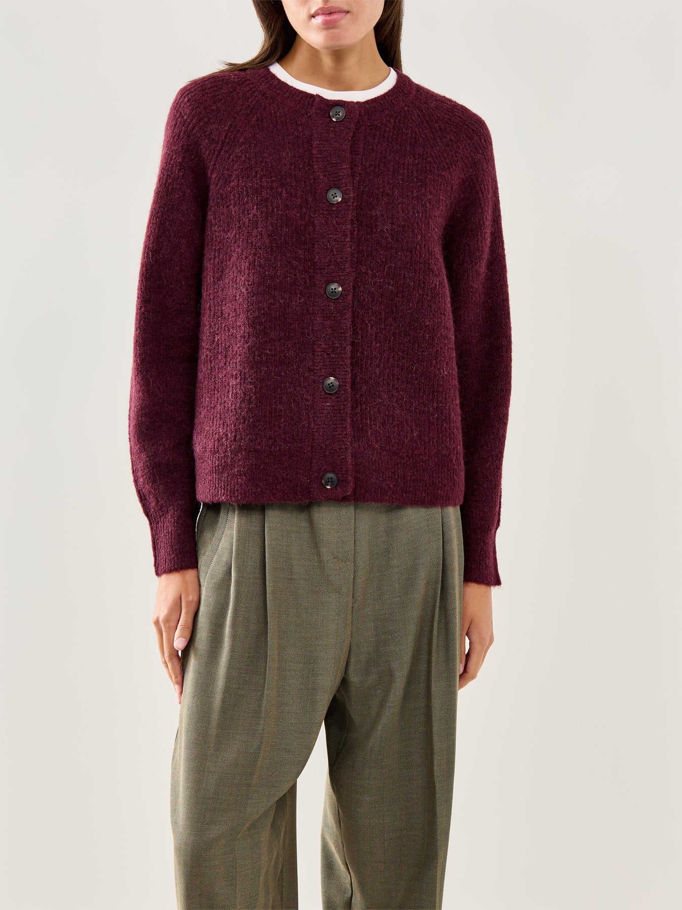 Lulu Knit Cardigan Fig Melange - Image 3
