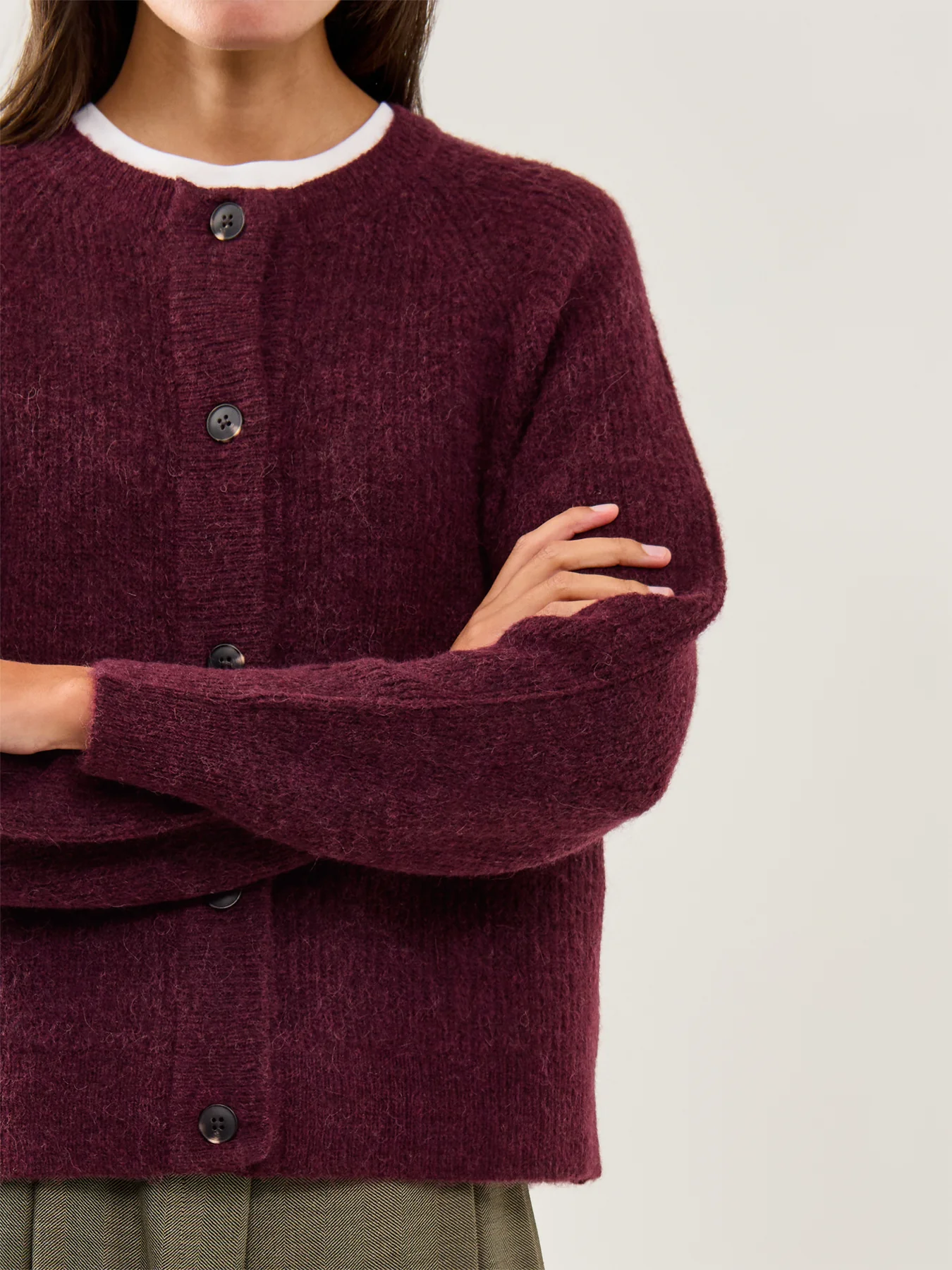 Lulu Knit Cardigan Fig Melange - Image 4