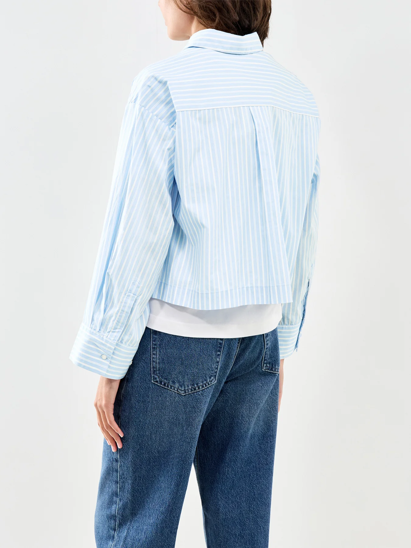 Cropped Boxy Shirt Blue - Image 5