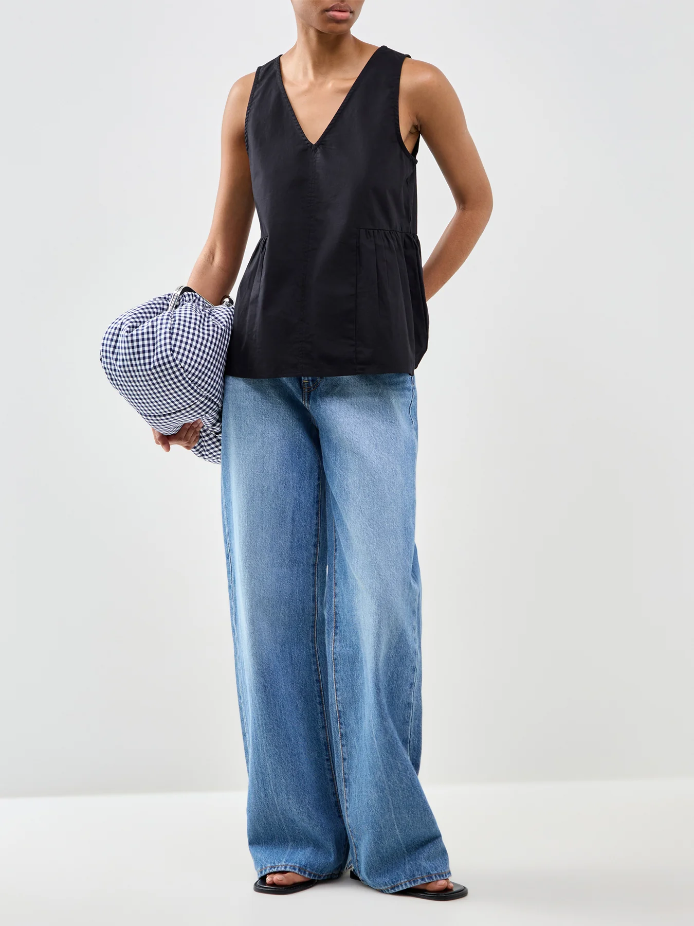 Blair Sleeveless Peplum Top Black - Image 2