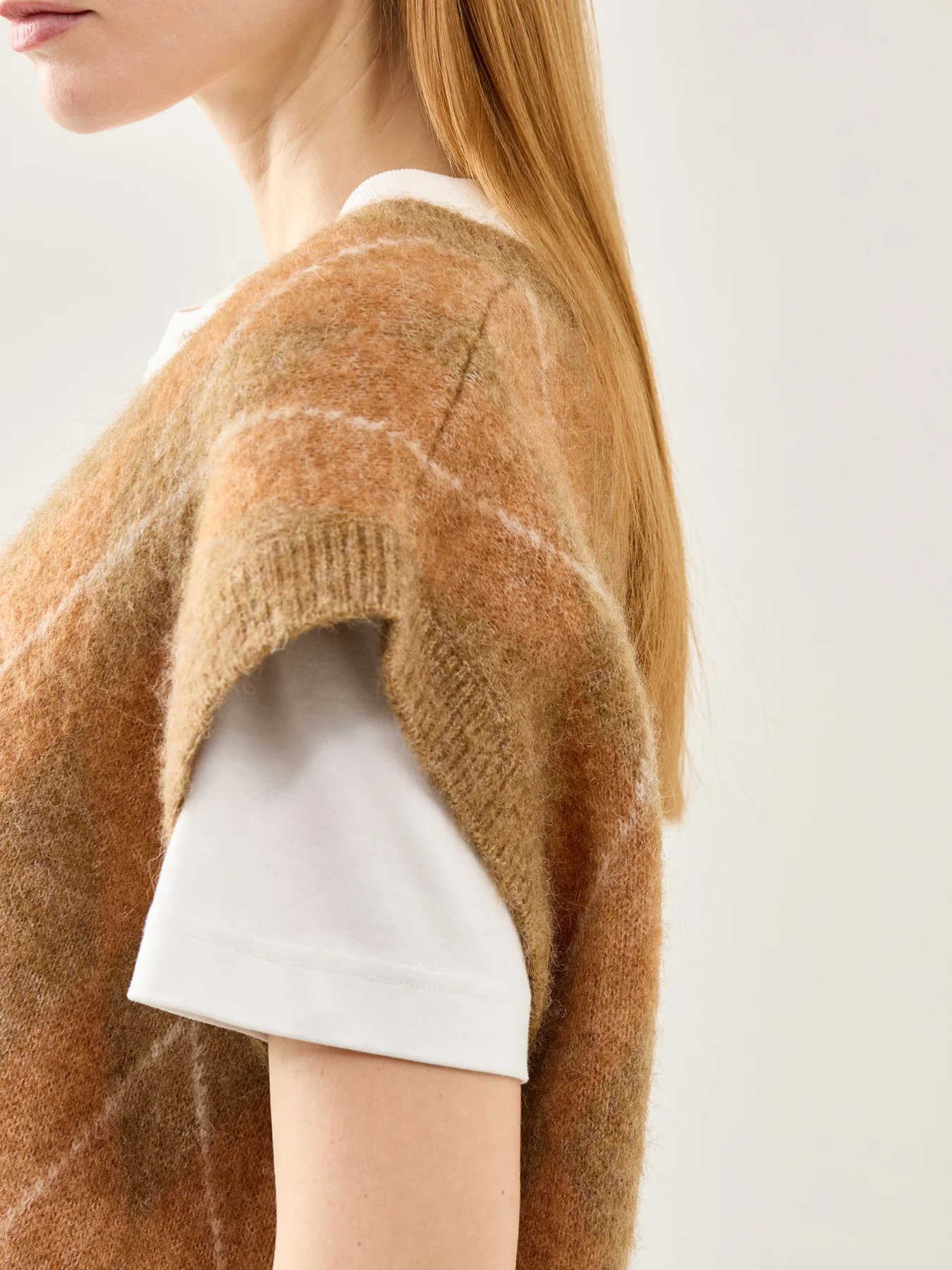 Lulu Brushed Argyle Knit Vest Brown Argyle - Image 3