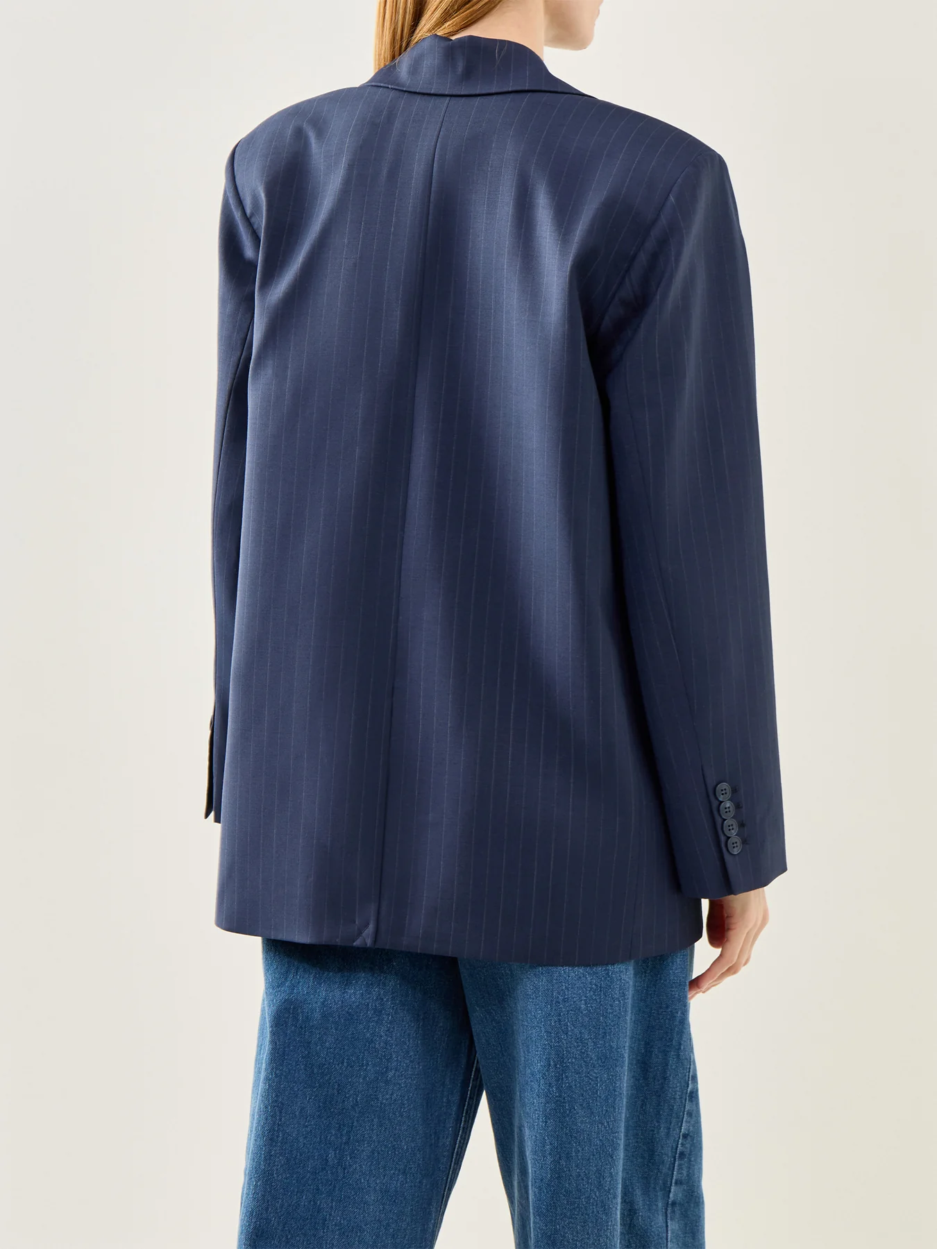 Sanne Oversized Pinstripe Blazer Navy Stripe - Image 5
