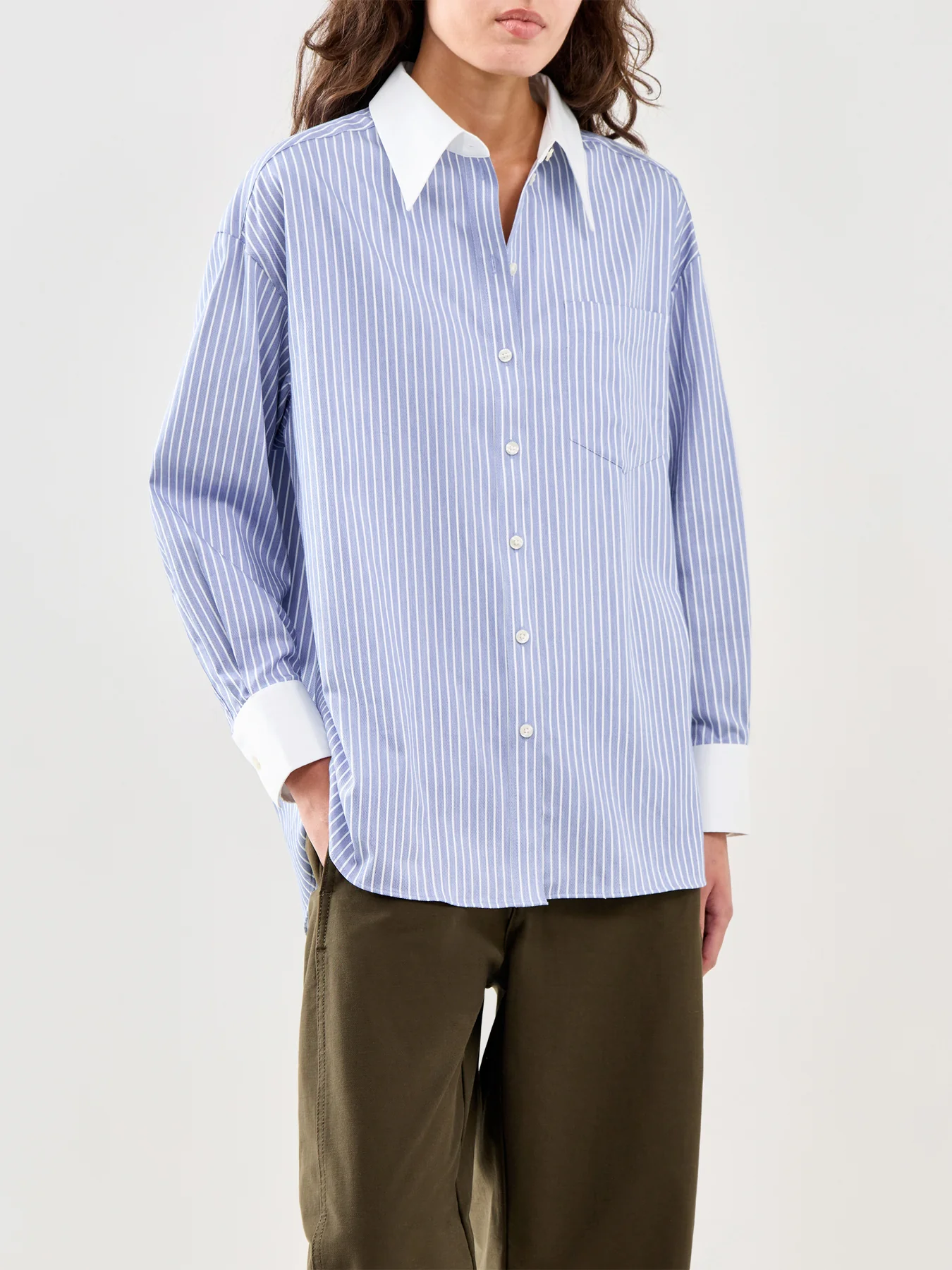 Romie Oversized Long Sleeve Shirt Blue - Image 4