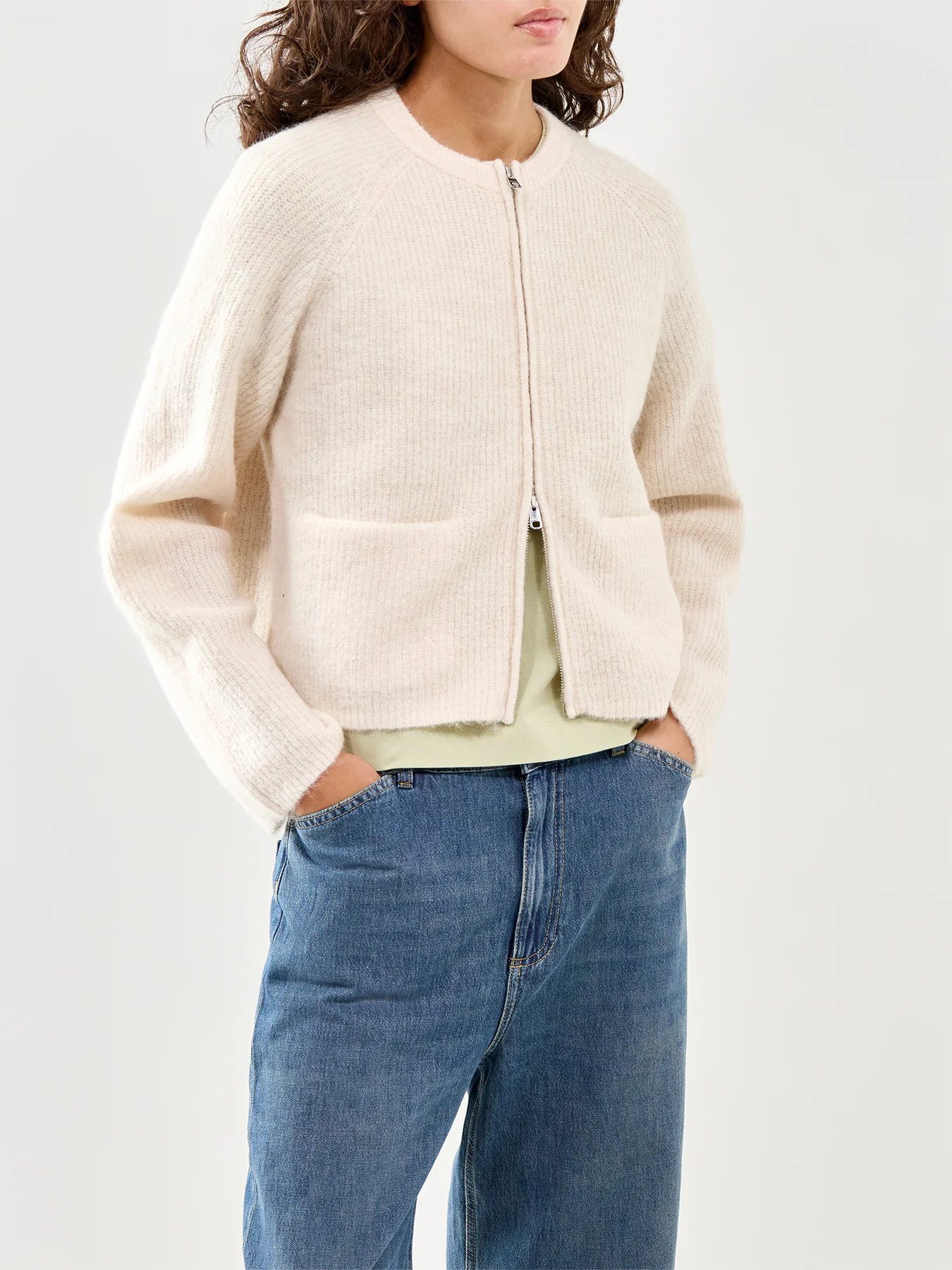 Short Knit Cardigan Cream - Image 4