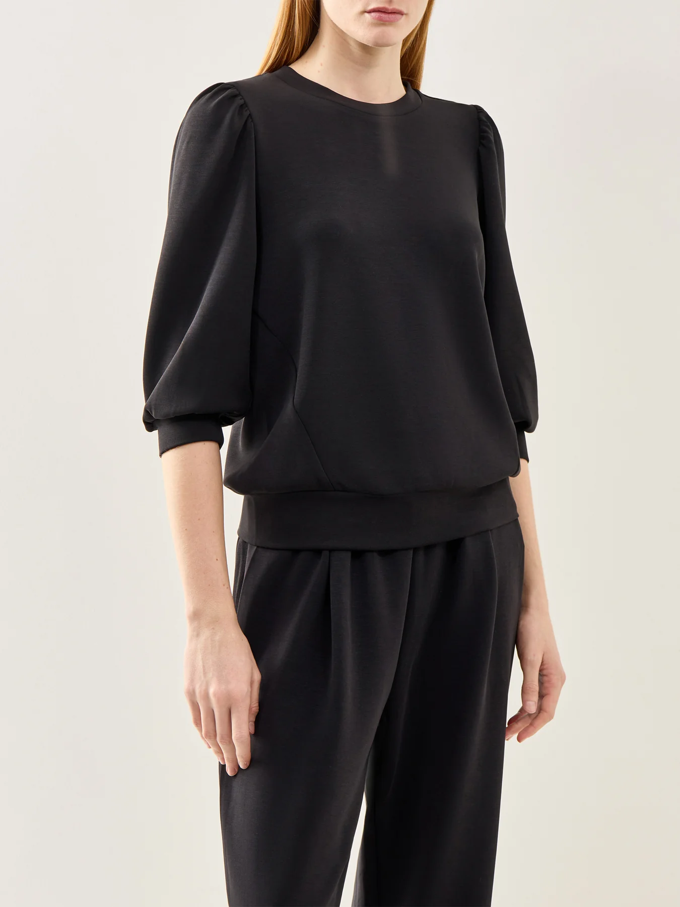Tenny Three-Quarter Sleeve Sweat Top Black - Image 4