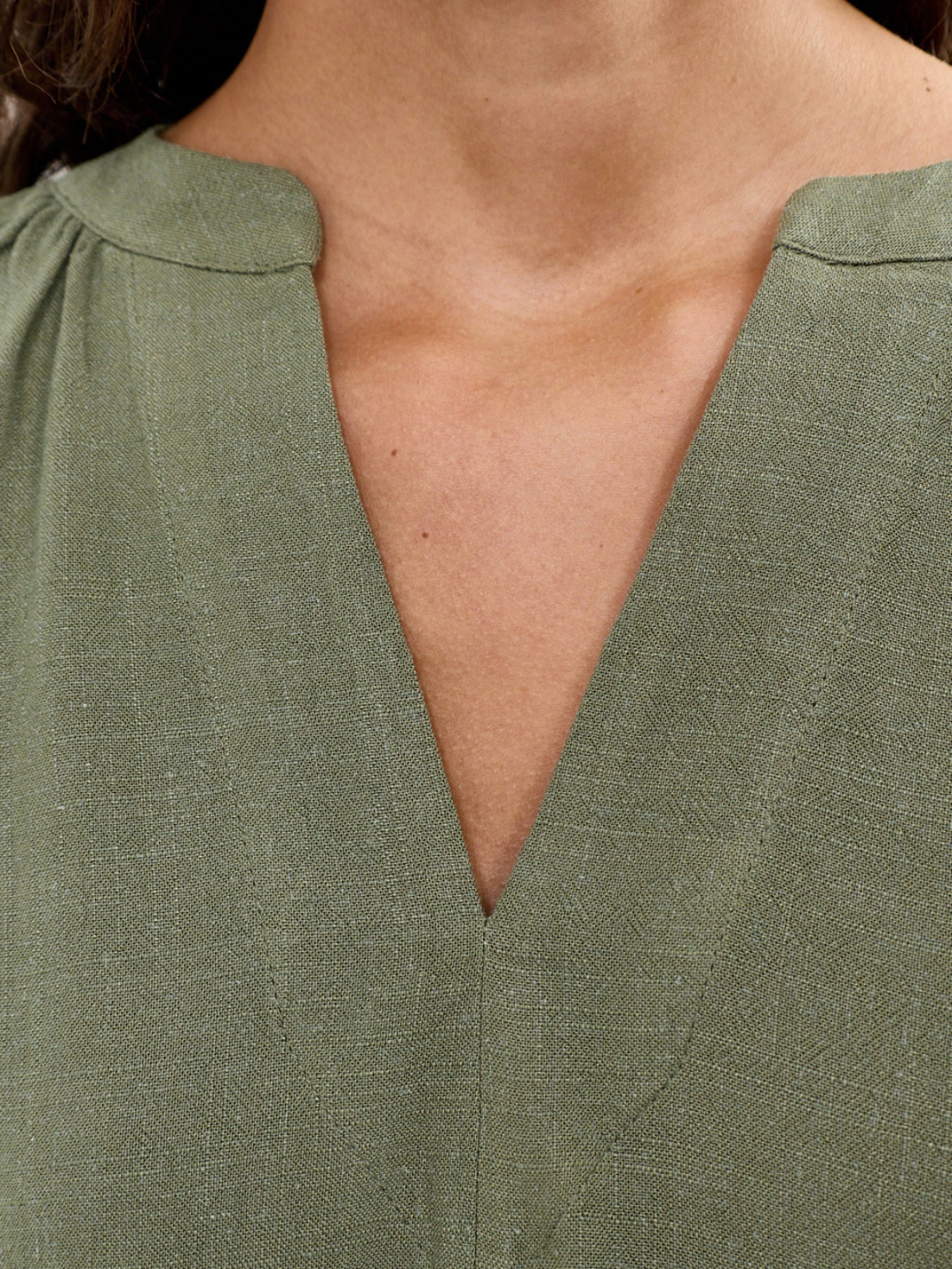 SLFVIVA 2/4 V-NECK LINEN BLEND TOP NOOS - Image 3