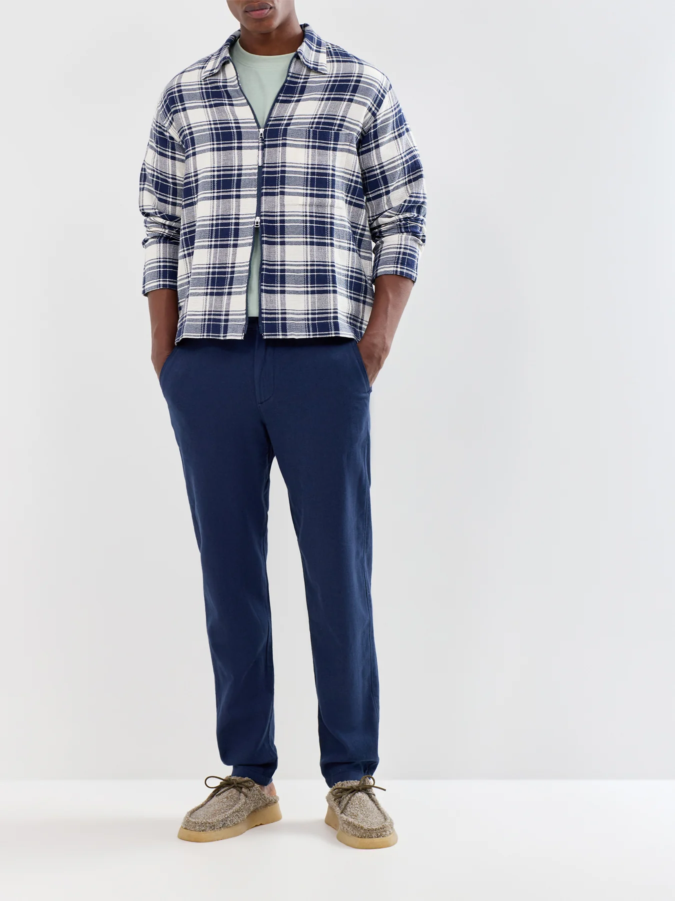 Slim Tape Brody Linen Blend Trousers Navy - Image 2