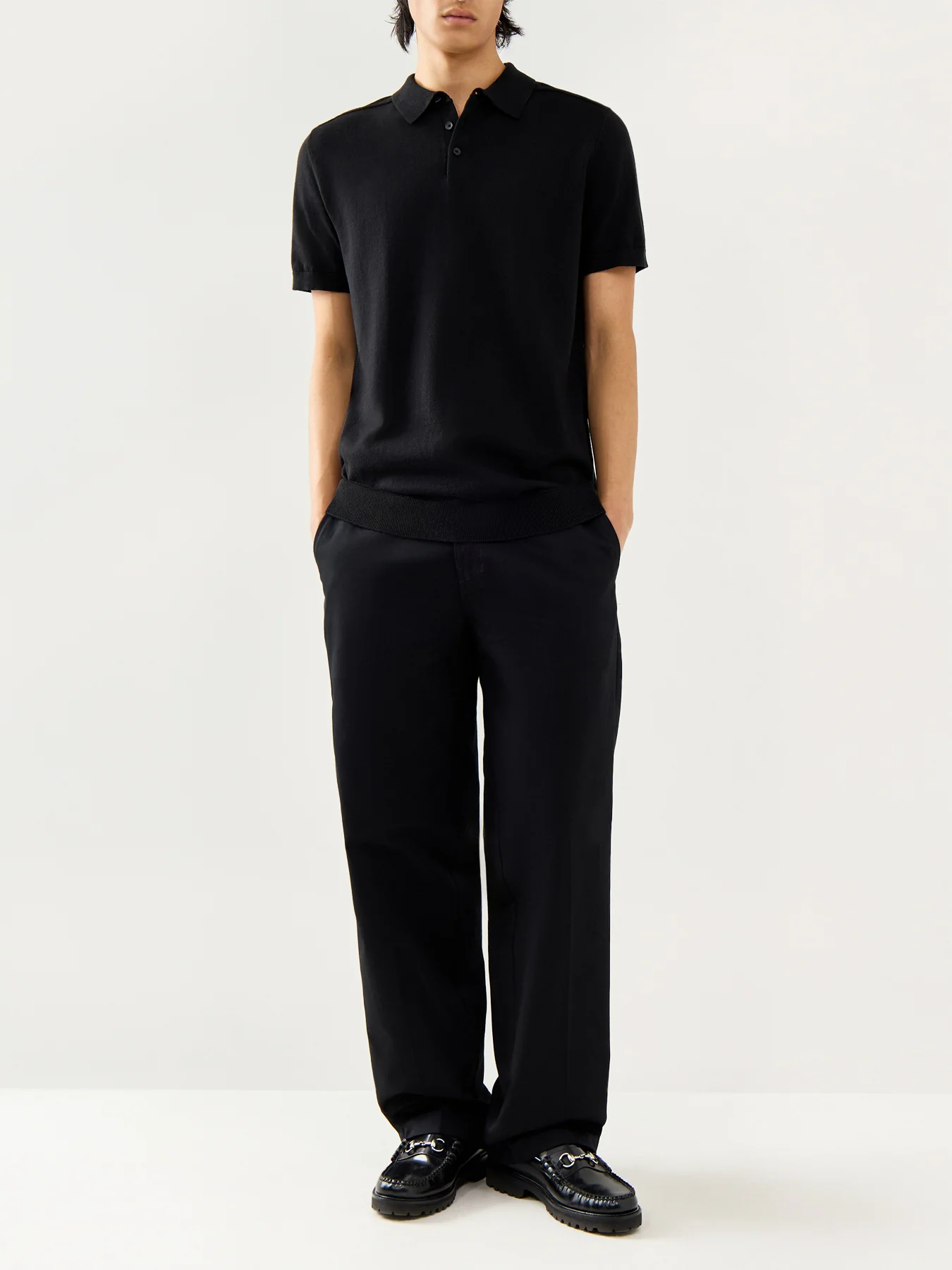 Short Sleeves Knitwear Polo Black - Image 2