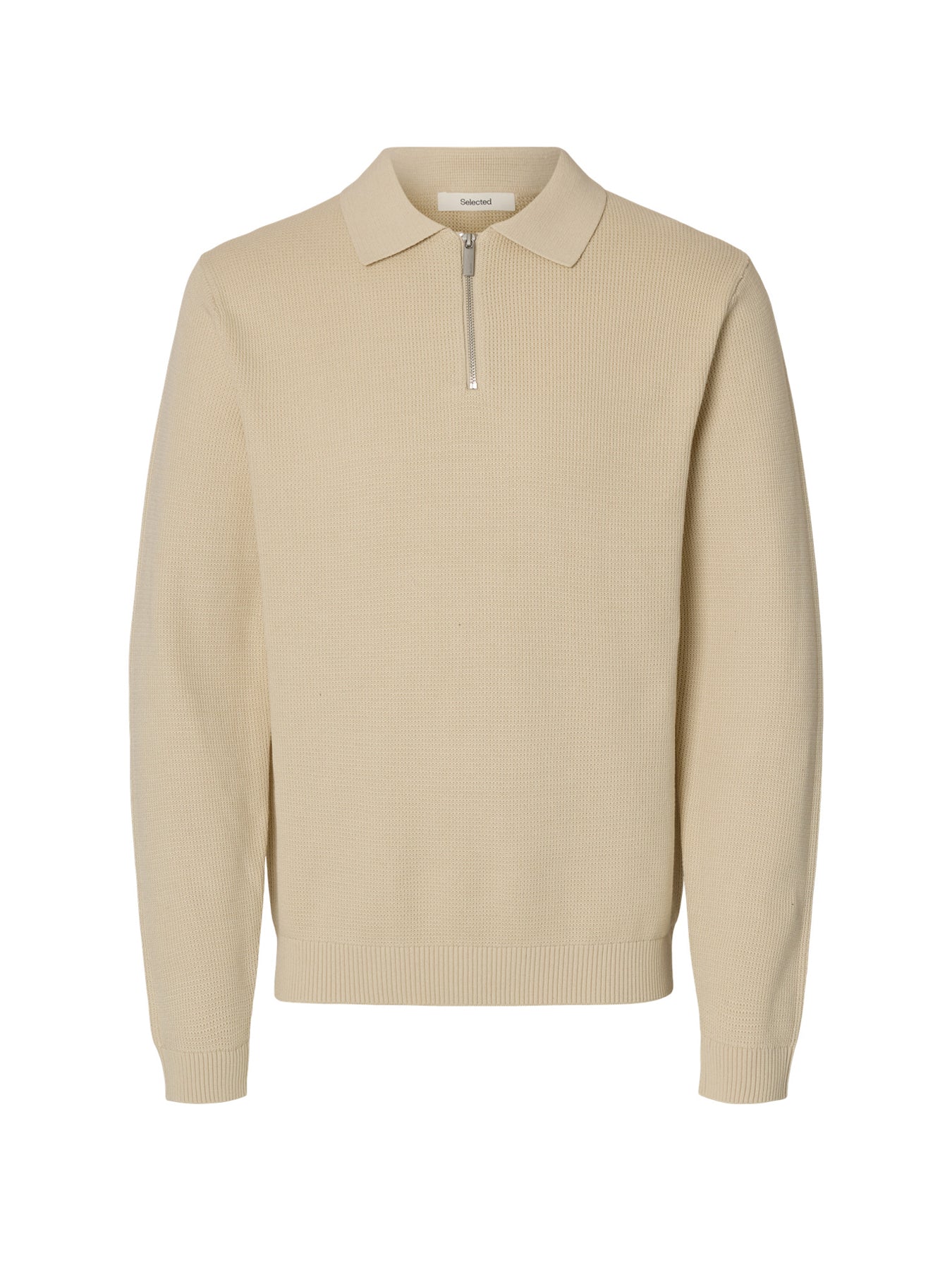Structured Half Zip Polo Cream