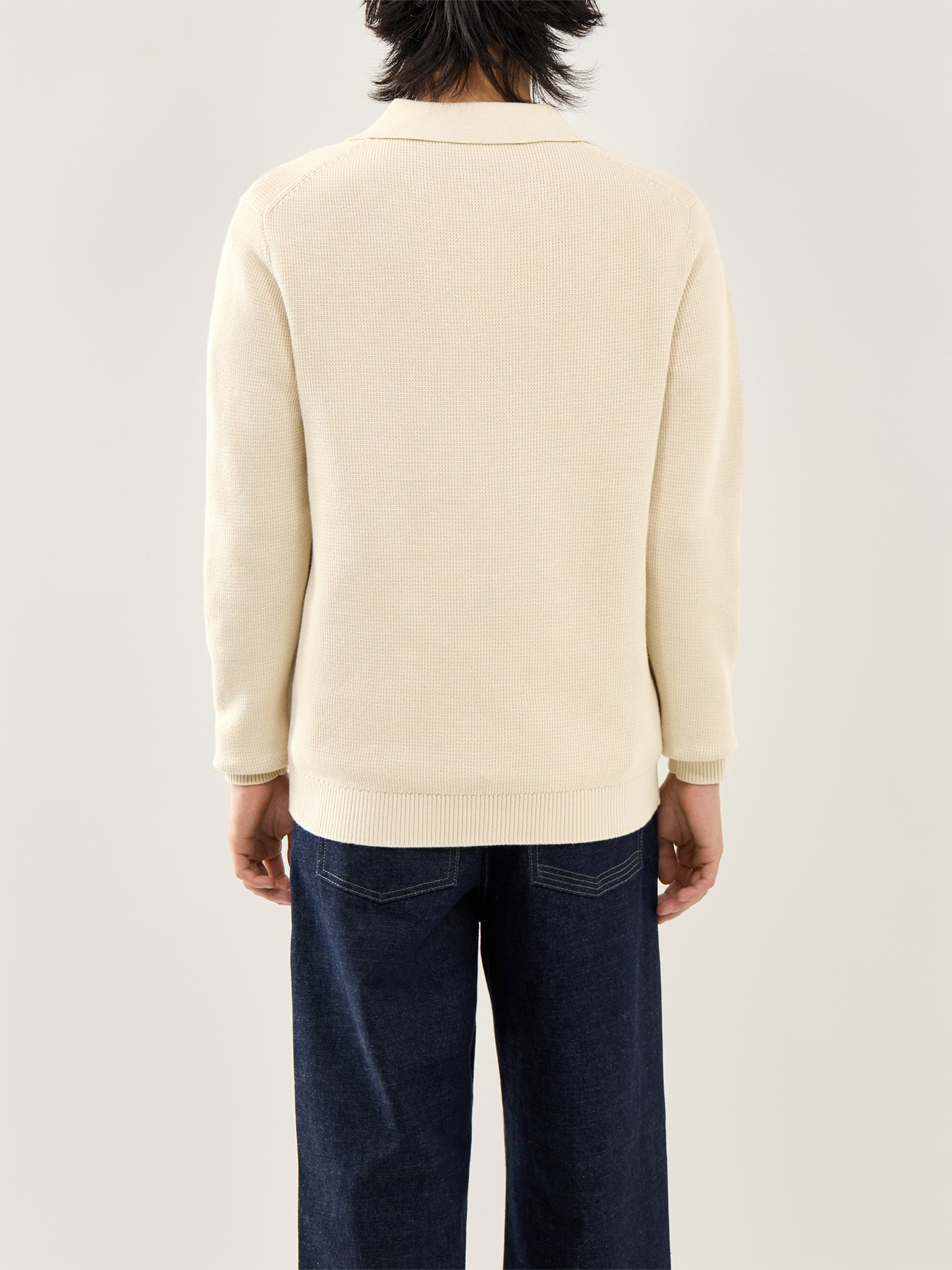 Structured Half Zip Polo Cream - Image 5