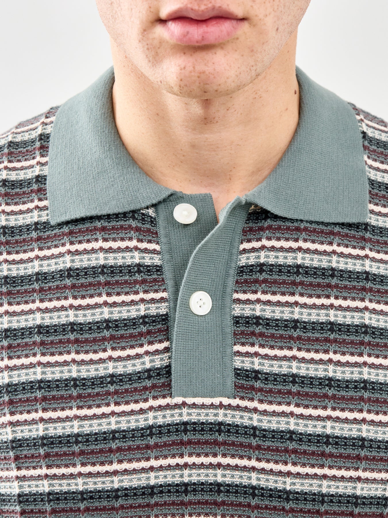 Knit Polo Shirt Green - Image 3