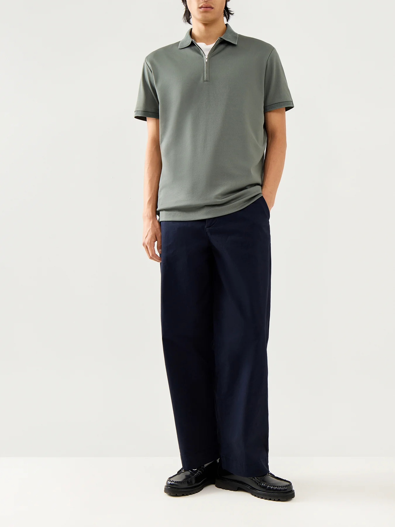Fave Zip Short Sleeves Polo Agave Green - Image 2