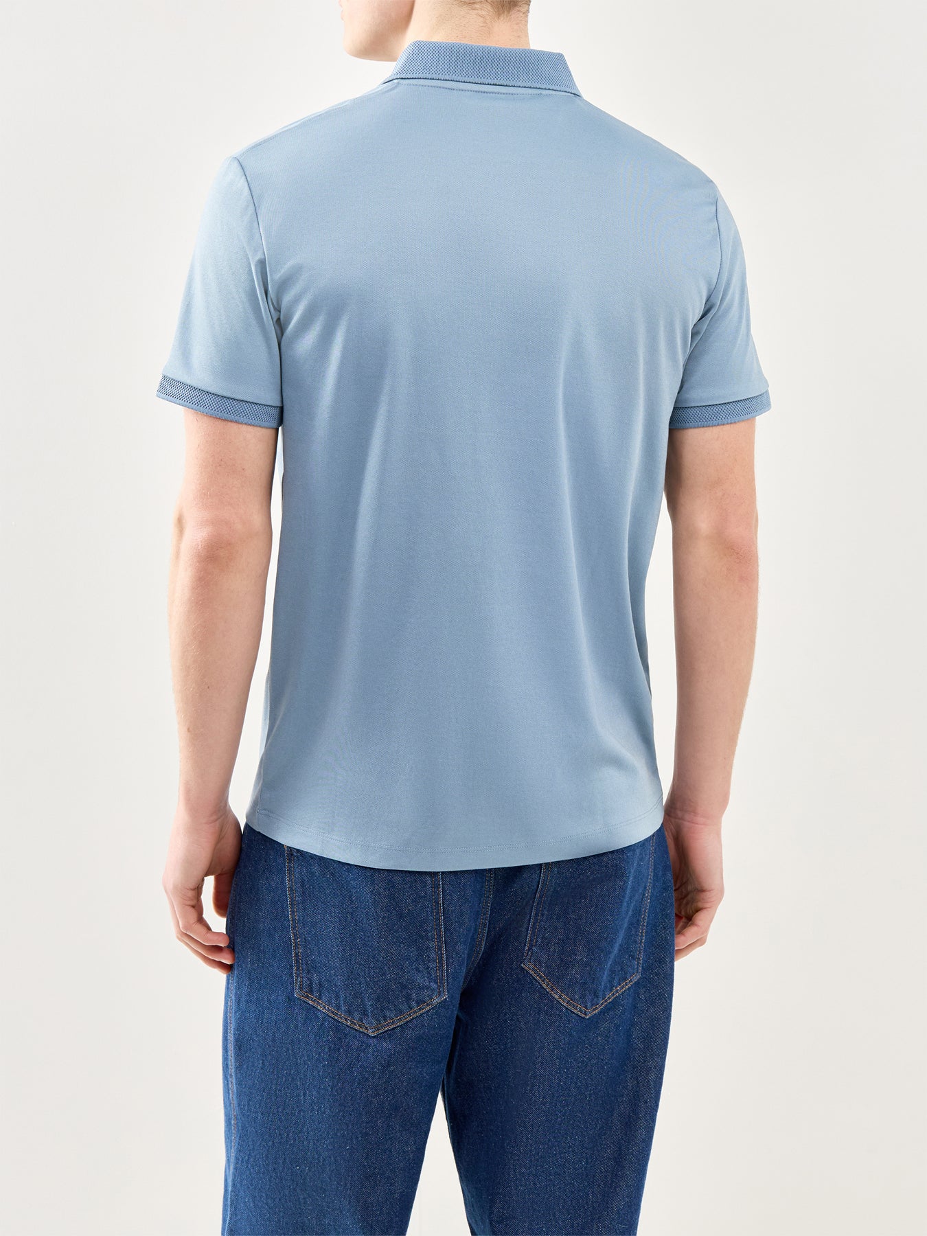 Zip Polo Shirt Blue - Image 4