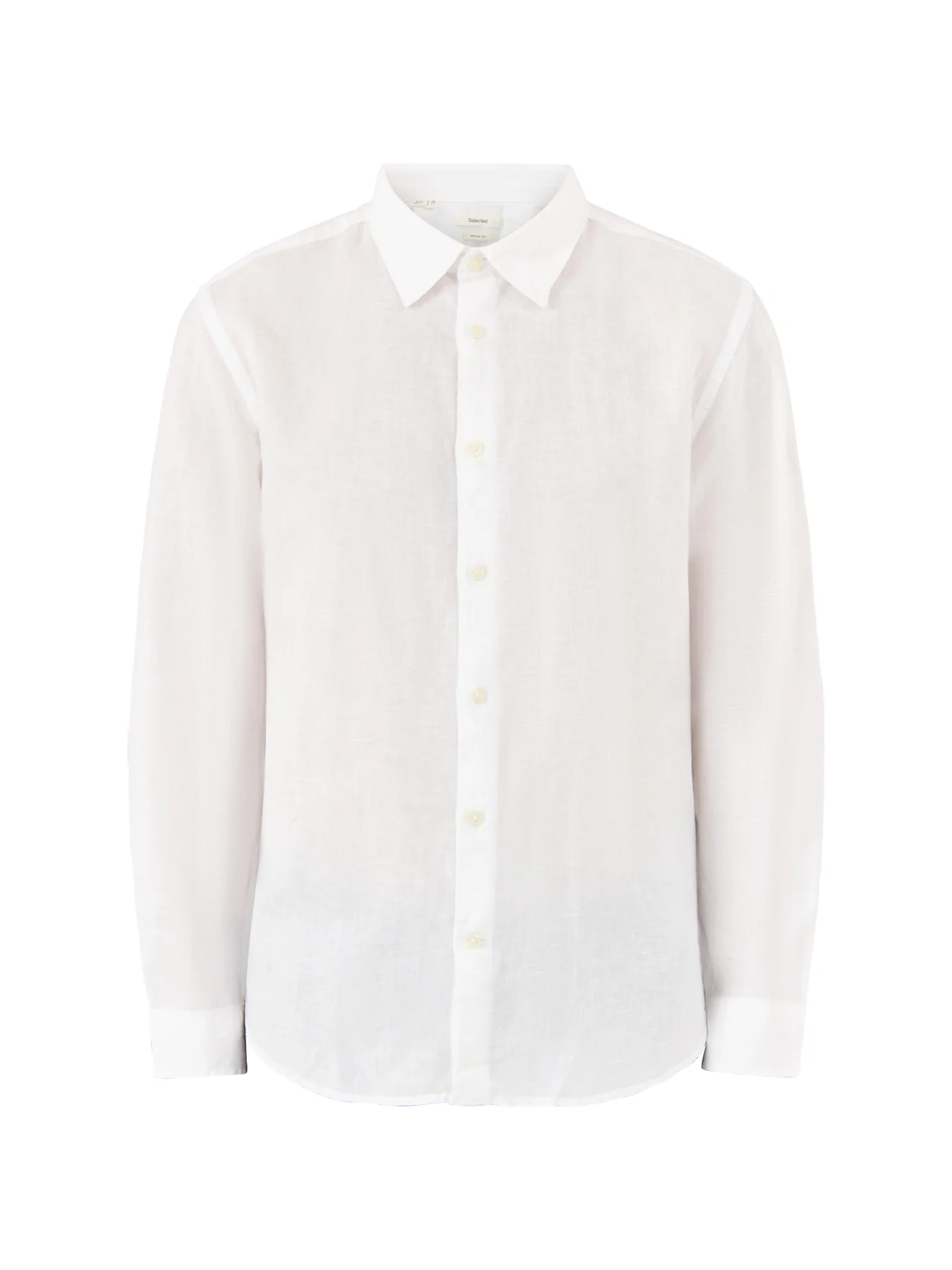 Linen-Blend Long Sleeve Shirt White