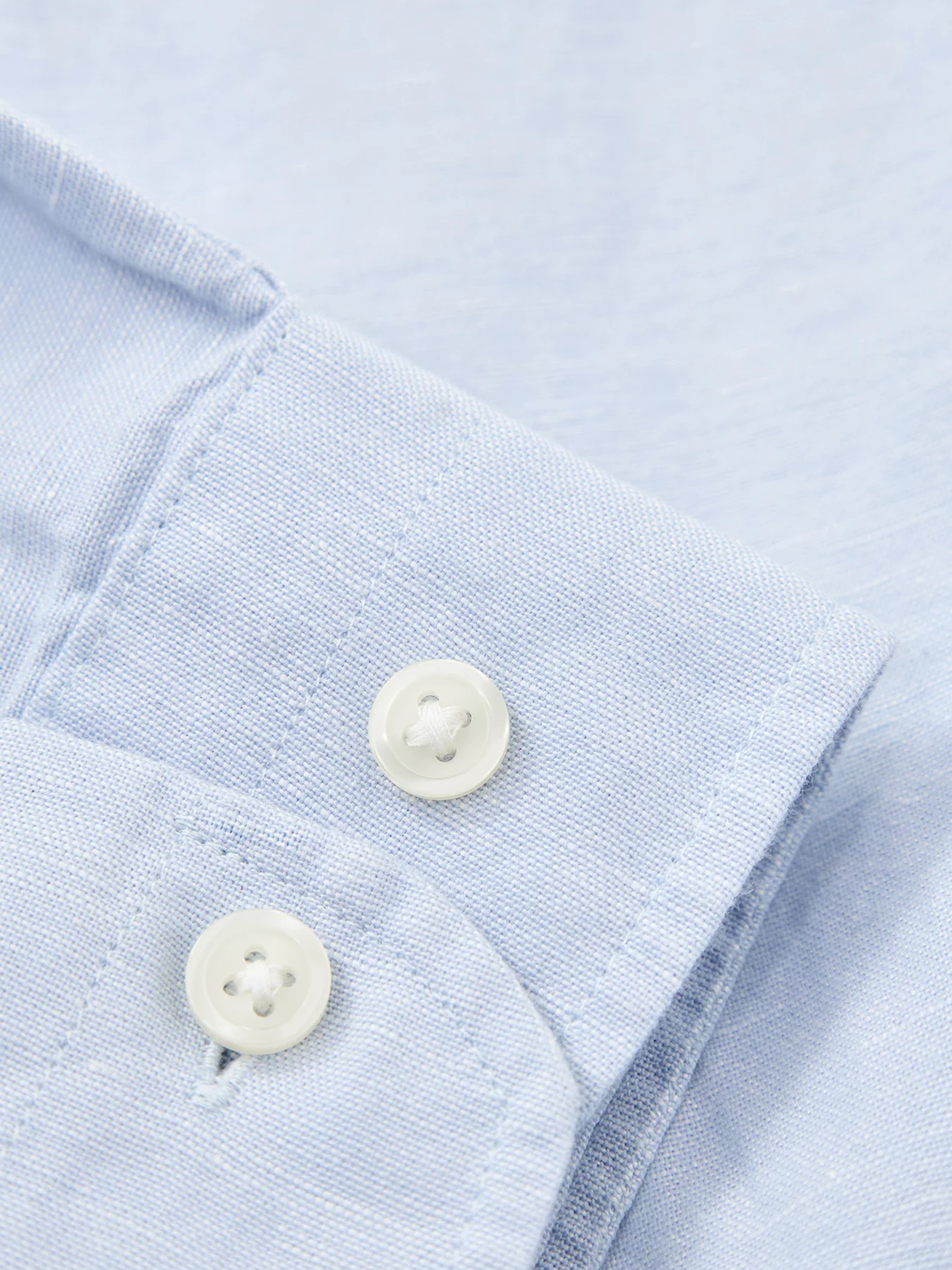 Linen-Blend Long Sleeve Shirt Blue - Image 3